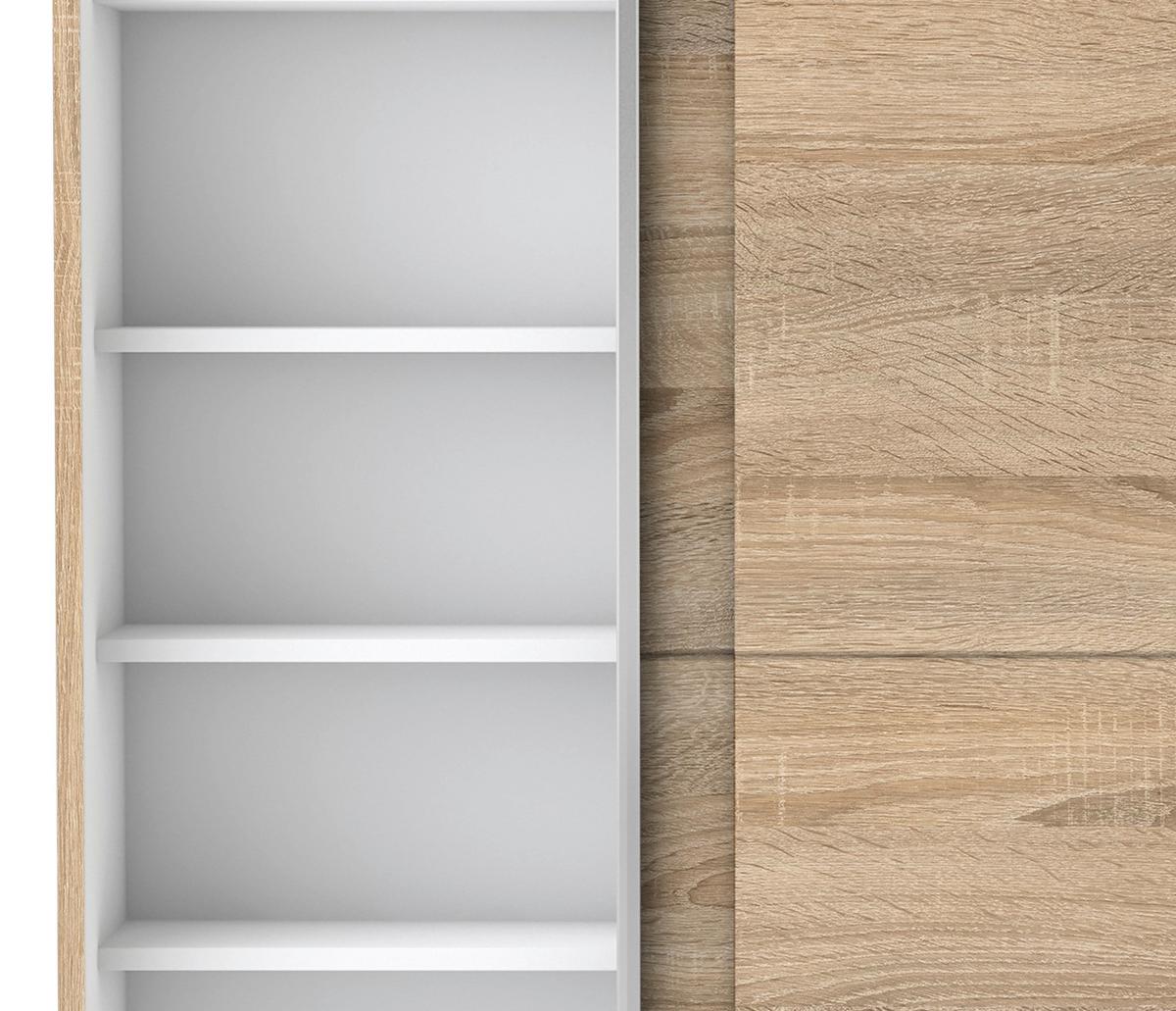 Ormar S Kliznim Vratima Slim - srebrne boje/boje hrasta, Basics, drvni materijal/metal (125/195,5/38cm) - Modern Living