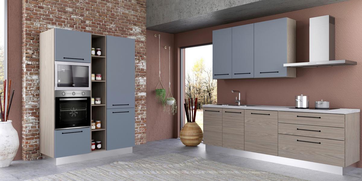 Blok Kuhinja S Aparatima Line 390 - siva/hrast sivi, Konvencionalno, drvo/metal (390/216-240/60cm) - Mömax