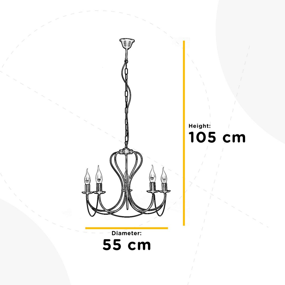 Kronleuchter Candela bronzo Bronzefarben max. 6 Watt - Bronzefarben, Basics, Metall (55/105cm)