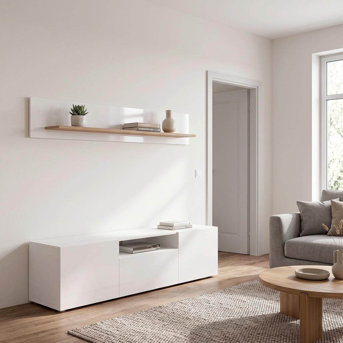 Zidna Polica Oreta - boja hrasta/bela, Moderno, pločasti materijal (141/22/19cm) - Modern Living