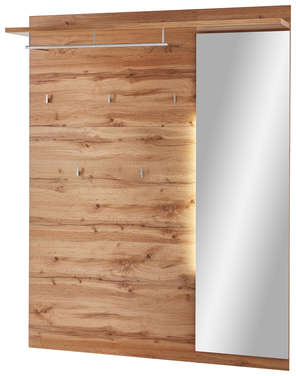 Garderobenpaneel in Eichefarben - Eichefarben/Eiche Wotan, Konventionell, Glas/Holzwerkstoff (126/163/30cm) - Mömax