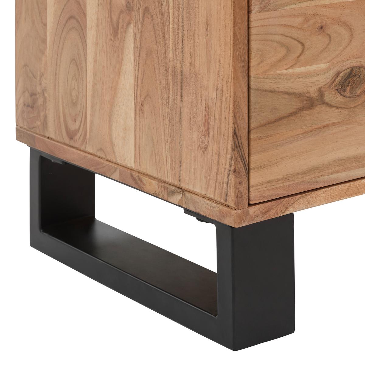 KOMODA SZEROKA SIDEBOARD - kolor akacjowy/czarny, Design, metal/drewno (85/80/40cm) - Livetastic