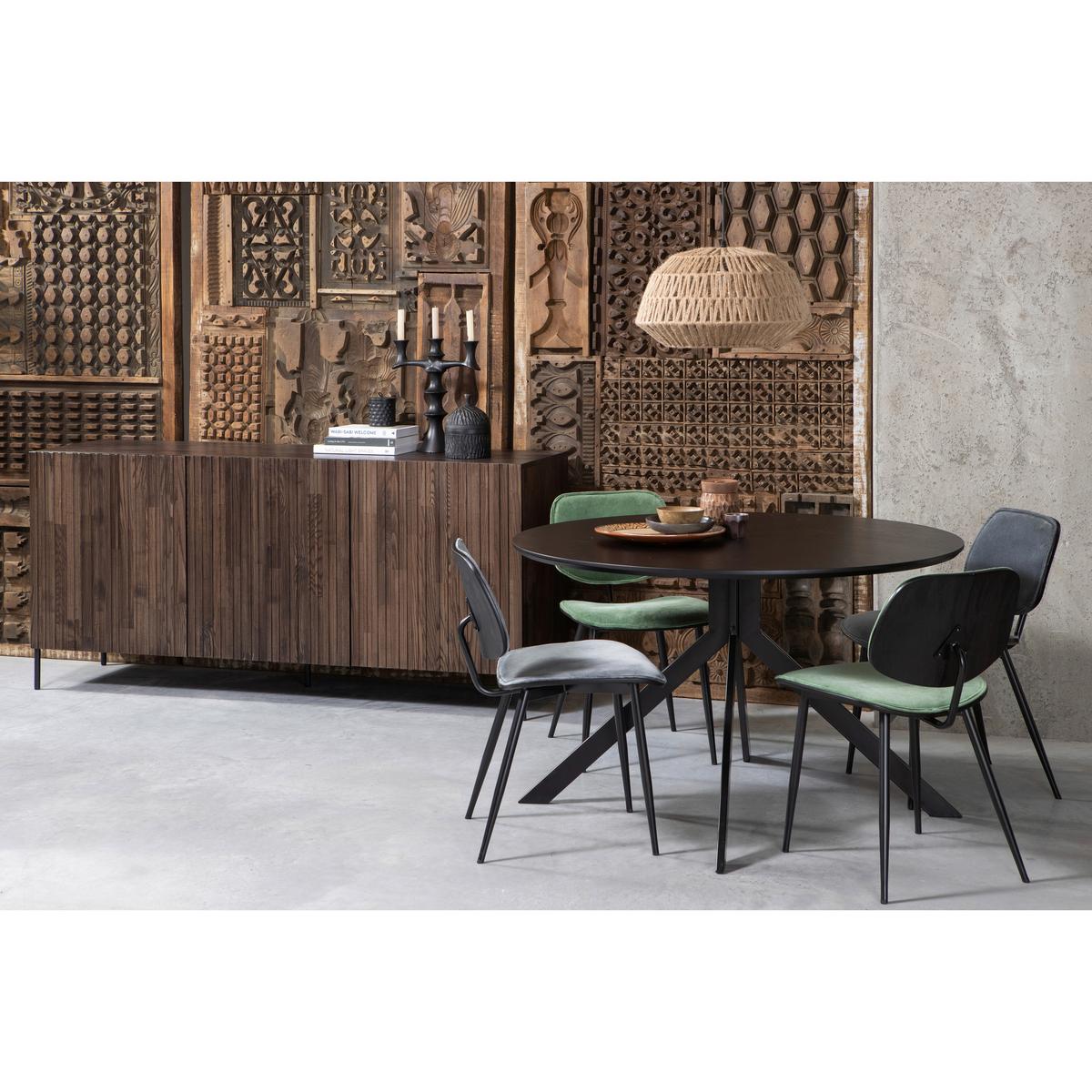 Esstisch Bruno Schwarz L: 120 cm - Schwarz, Design, Holzwerkstoff/Metall (120/120/75cm) - Livetastic
