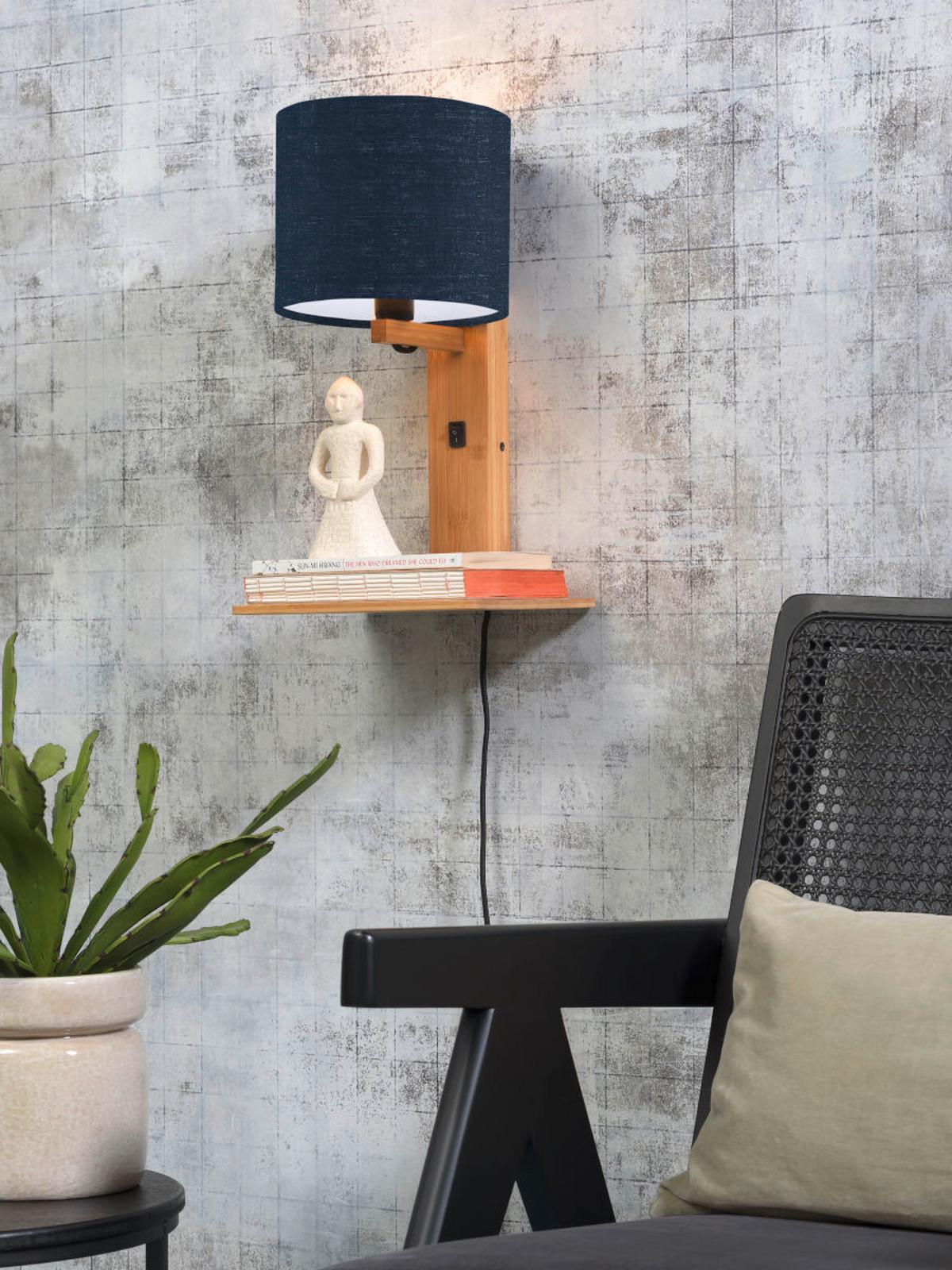 Stenska Svetilka Andes, Modra, Bambus - modra/naravne barve, Trend, tekstil/les (19/24/36cm) - Good & Mojo