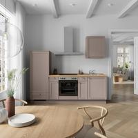 Küchenleerblock Frame Low o. Geräte Beigebraun - Edelstahlfarben/Eichefarben, MODERN, Holzwerkstoff/Metall (240cm) - Nobilia