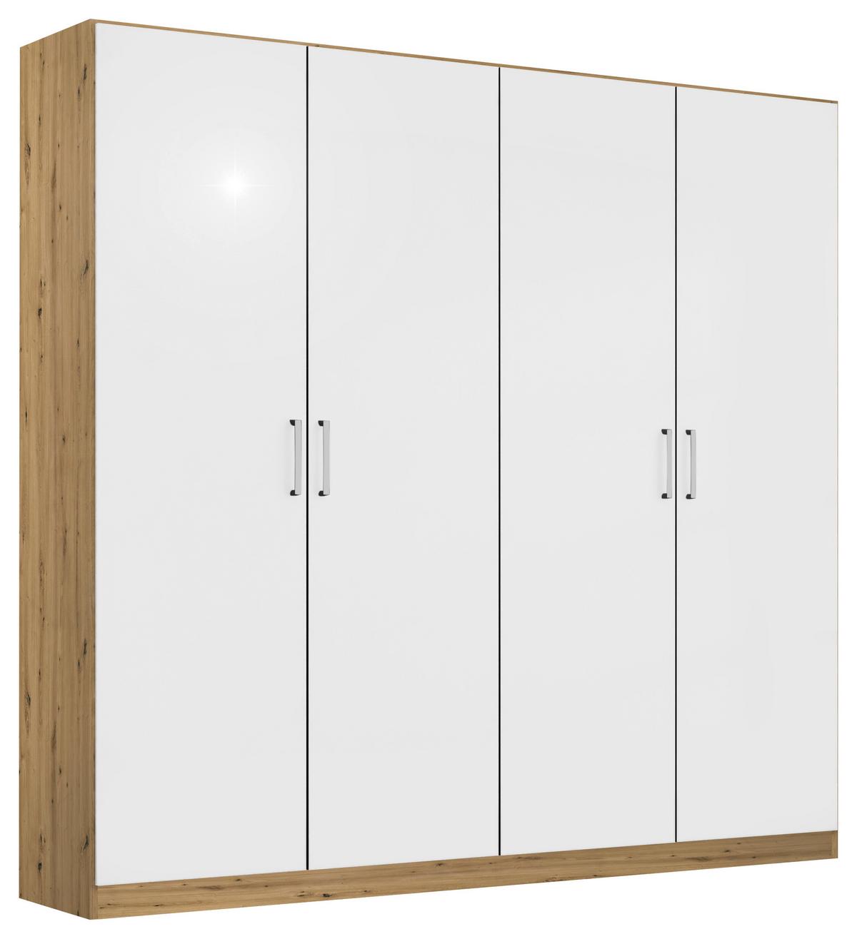 DULAP USI ROTATIVE BERLIN - stejar Artisan/alb lucios intens, Modern, material pe bază de lemn (181/197/54cm) - Modern Living