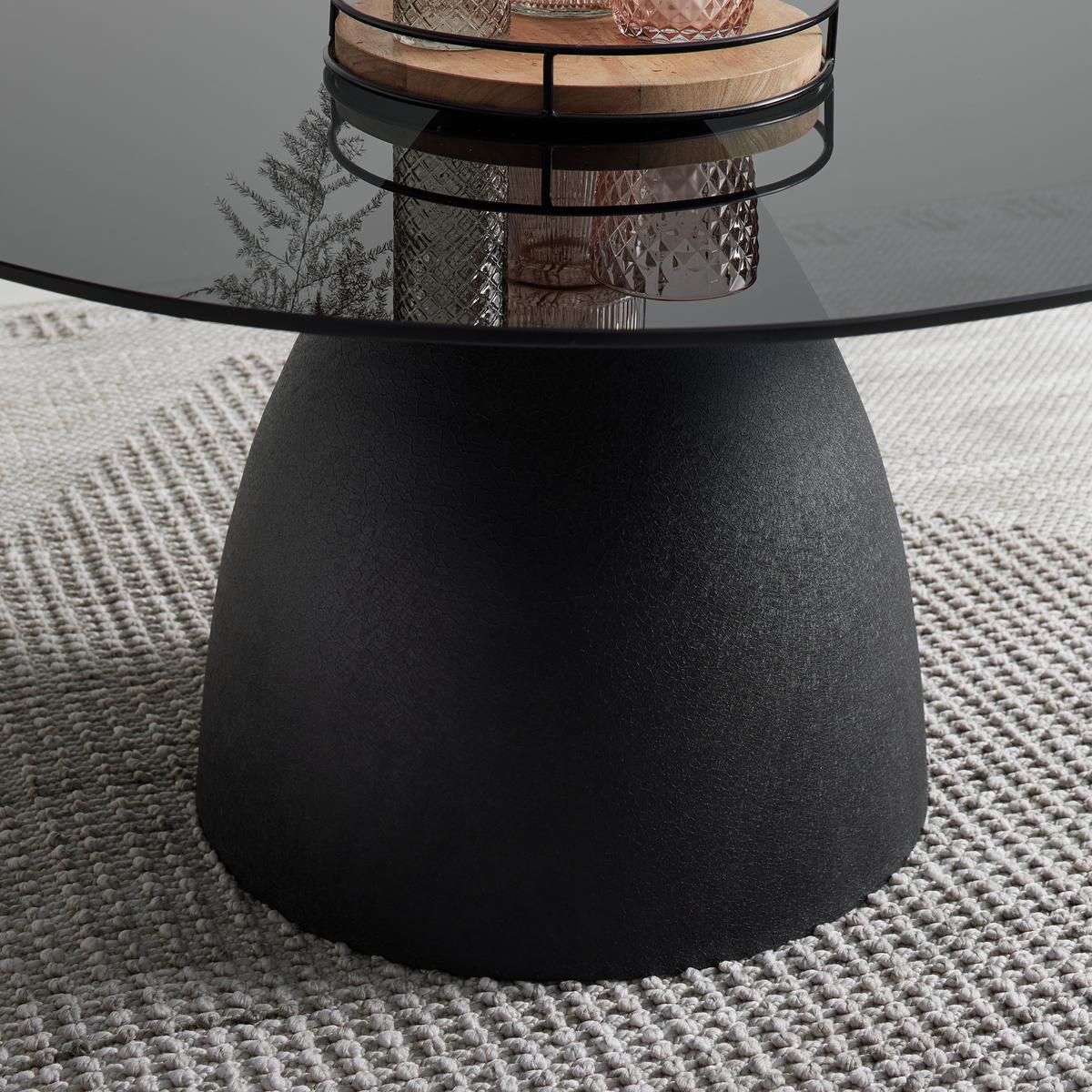 Măsuță de cafea MURPHY - negru, Modern, sticlă/metal (86/76/40cm) - Premium Living
