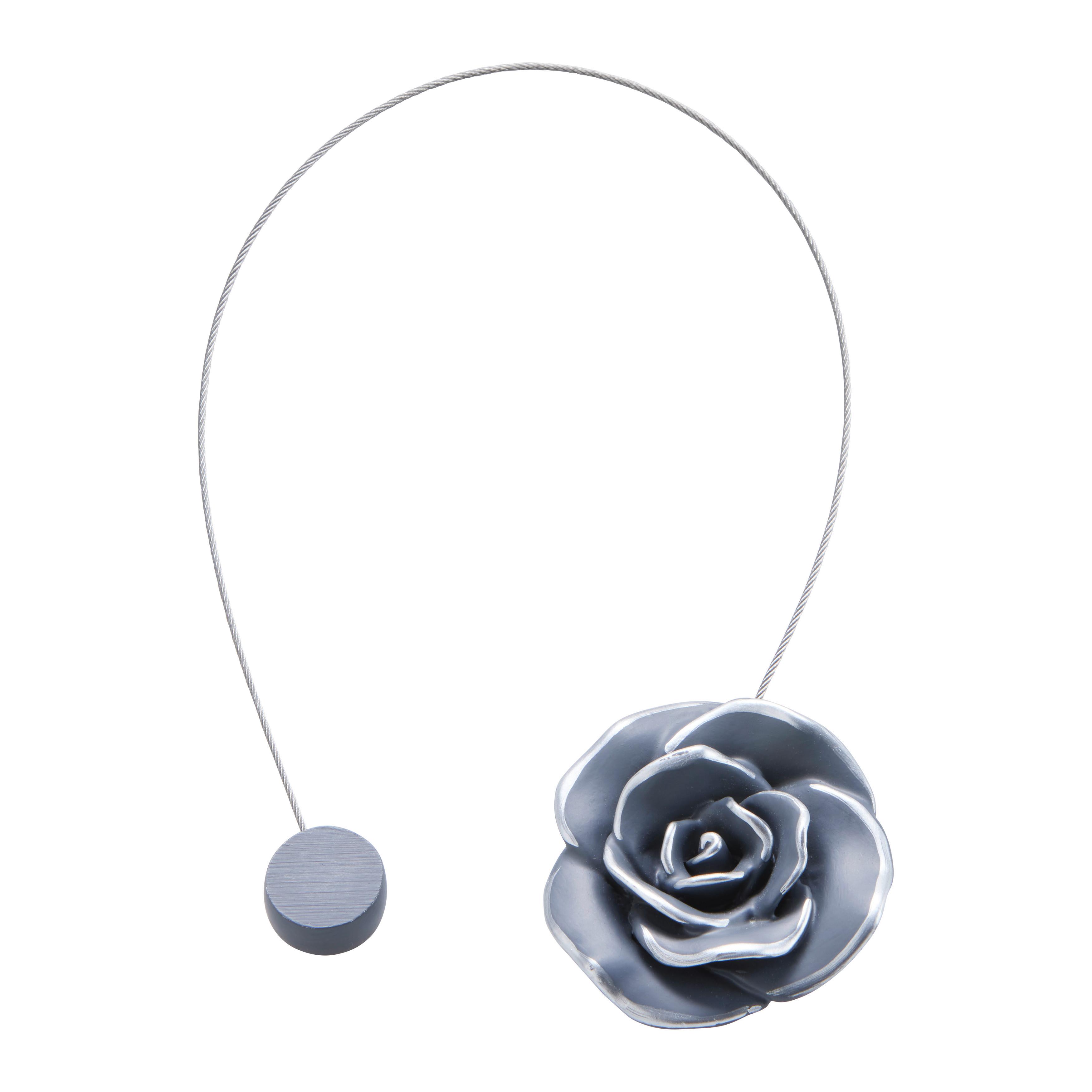 Raffhalter Blume in Silberfarben - Silberfarben, ROMANTIK / LANDHAUS, Naturmaterialien (7cm) - Modern Living