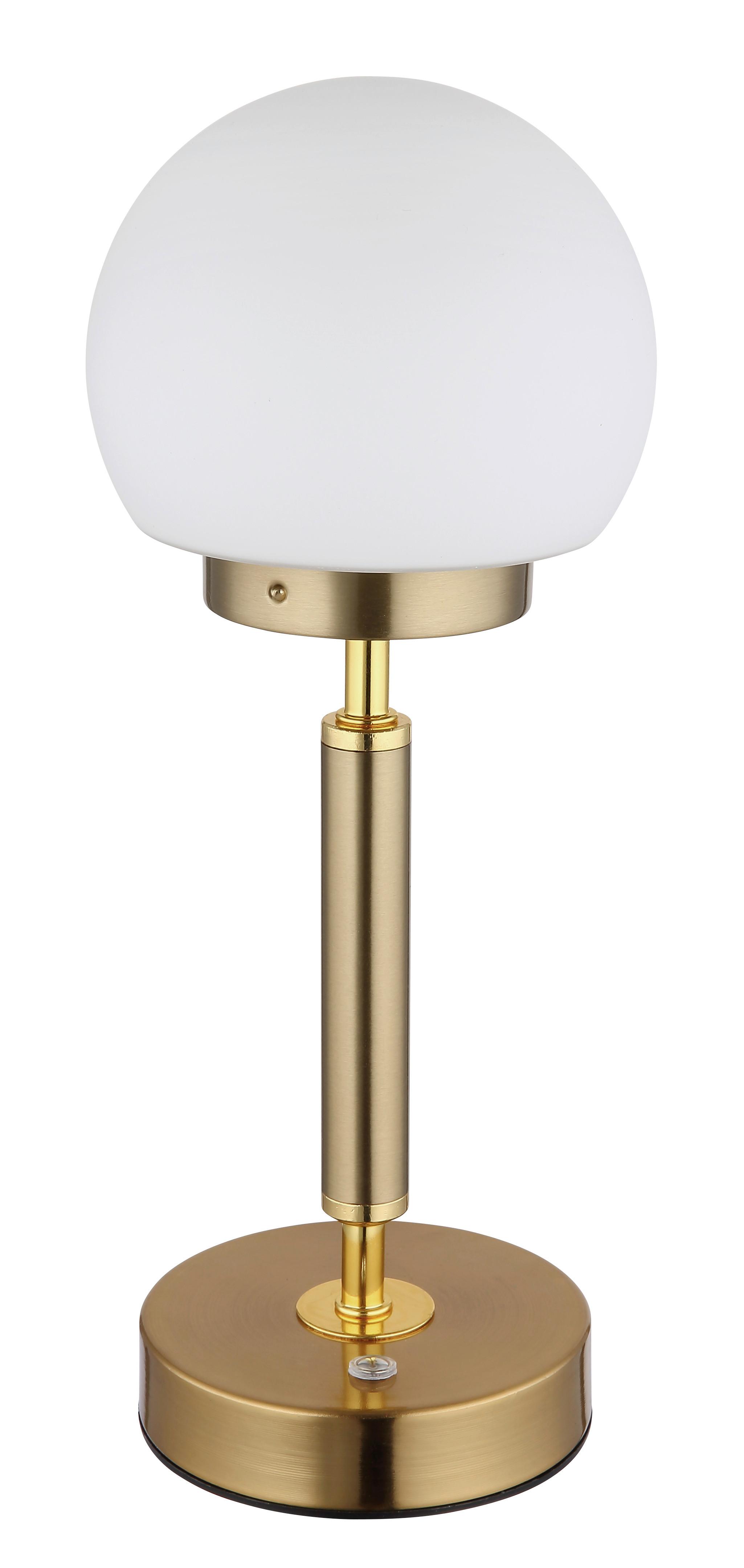 LED-TISCHLEUCHTE 21033M - Messingfarben/Opal, Konventionell, Glas/Kunststoff (11,5/28,5cm) - Globo