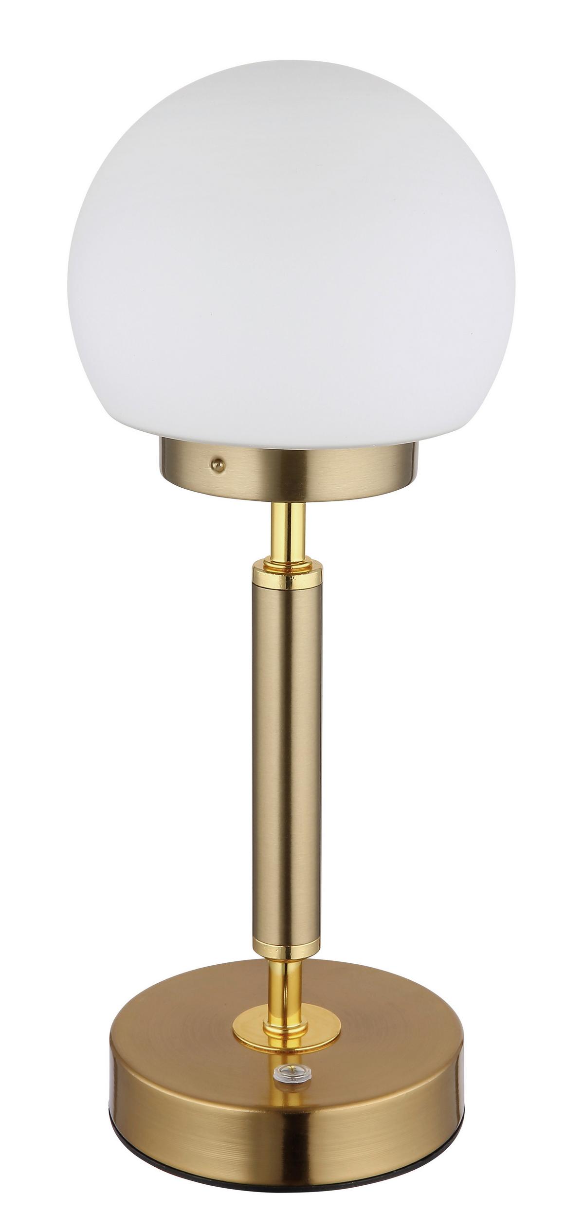 LED-TISCHLEUCHTE 21033M - Messingfarben/Opal, Konventionell, Glas/Kunststoff (11,5/28,5cm) - Globo