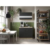 Buffet Merle Schwarz - Eichefarben/Silberfarben, Basics, Glas/Holzwerkstoff (100/200/60cm) - Respekta