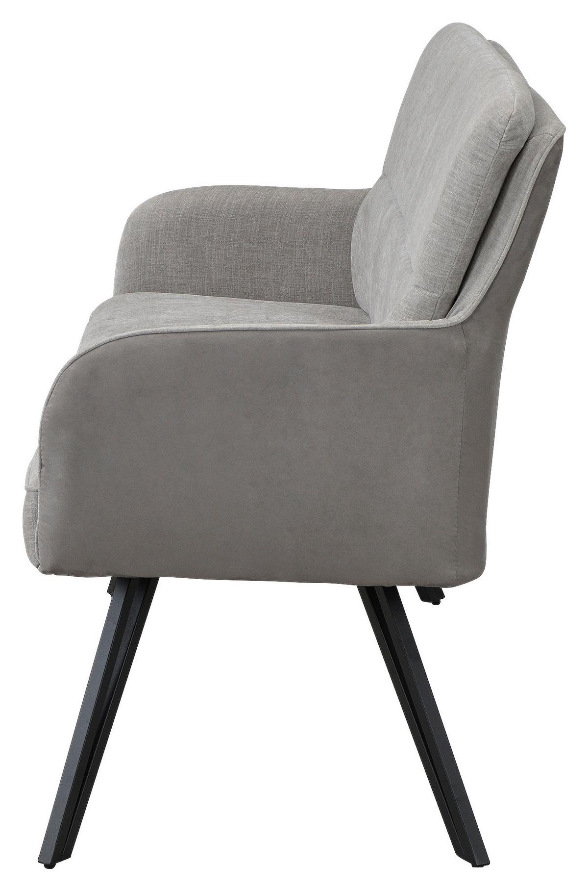 SITZBANK TINO - Hellgrau/Schwarz, MODERN, Textil/Metall (160/94/67cm) - MID.YOU