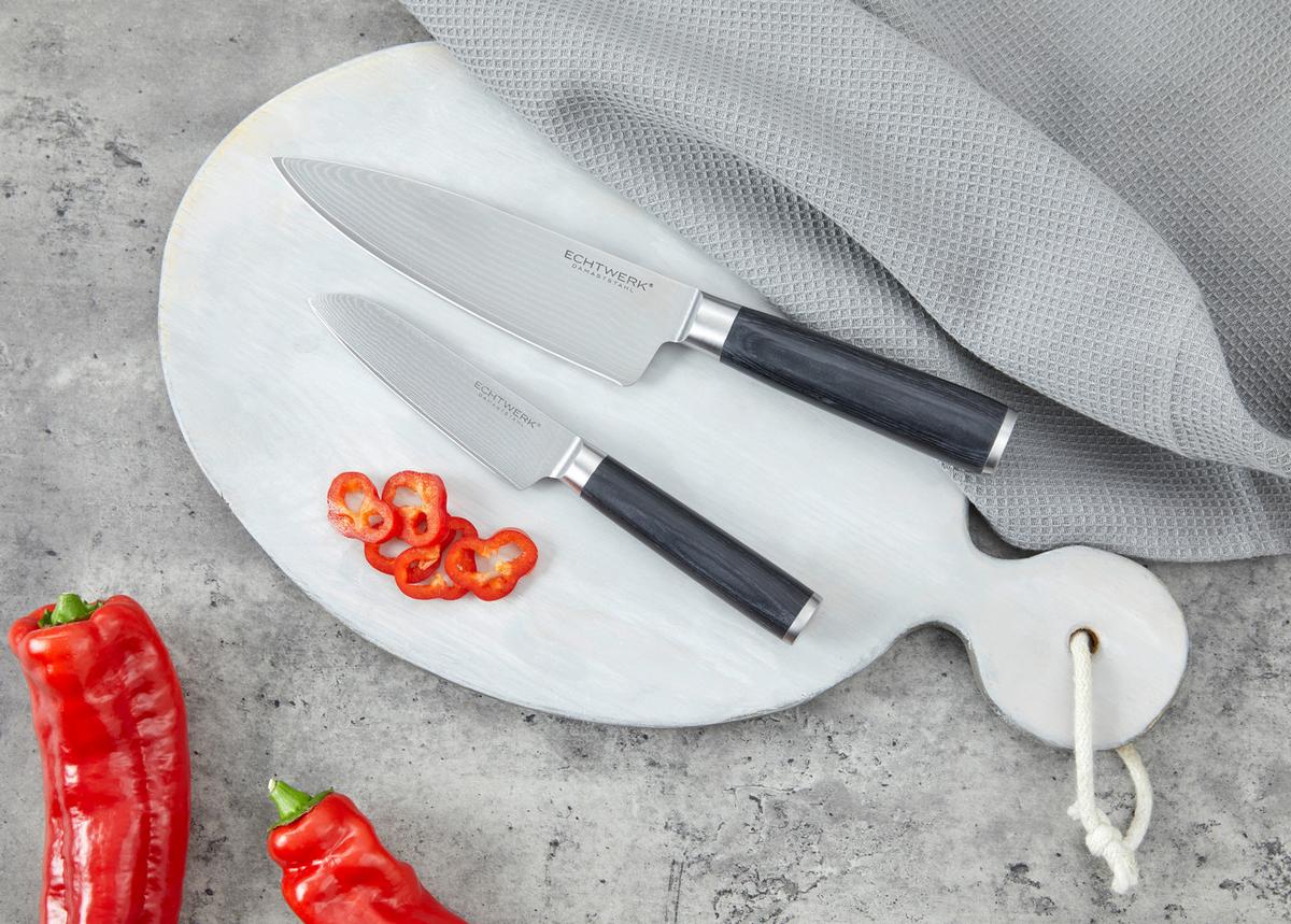 Set Nožev Damaszener, 2-Delni - srebrne barve/črna, Moderno, kovina - Echtwerk