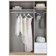 Kleiderschrank Weiß/Eiche - Eichefarben/Alufarben, MODERN, Holz/Holzwerkstoff (135/197/54cm) - MODERN LIVING