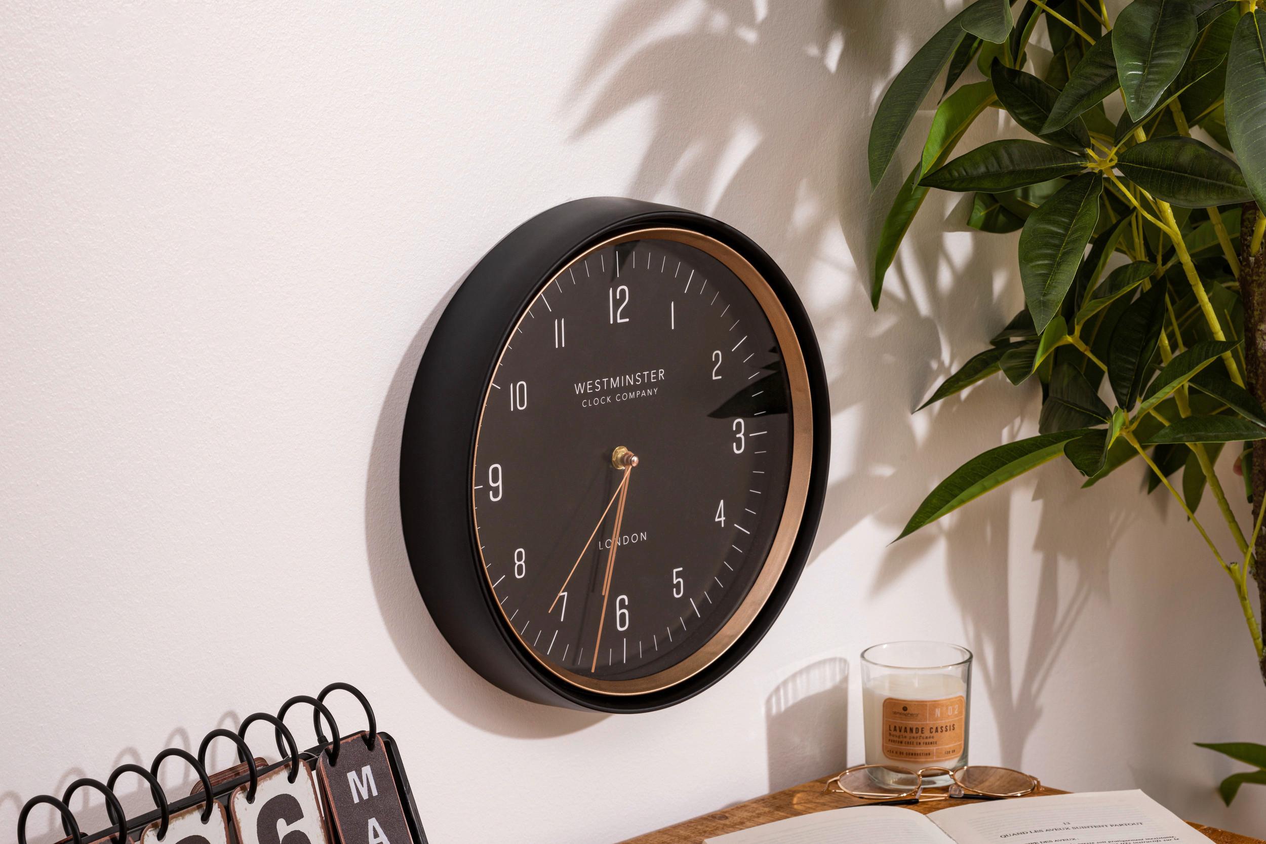 VÄGGKLOCKA ELVO - svart, glas/plast (29,2/5cm) - Mömax
