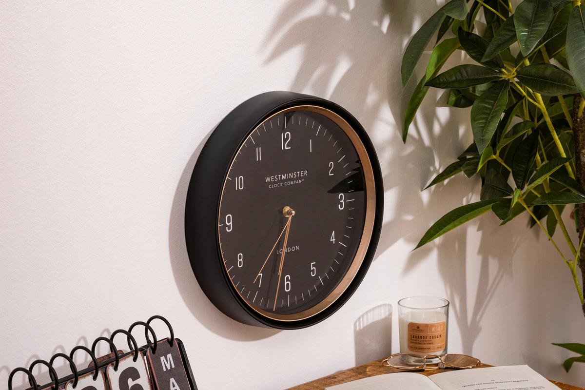 Wanduhr Elvo Schwarz - Schwarz, Glas/Kunststoff (29,2/5cm) - Mömax
