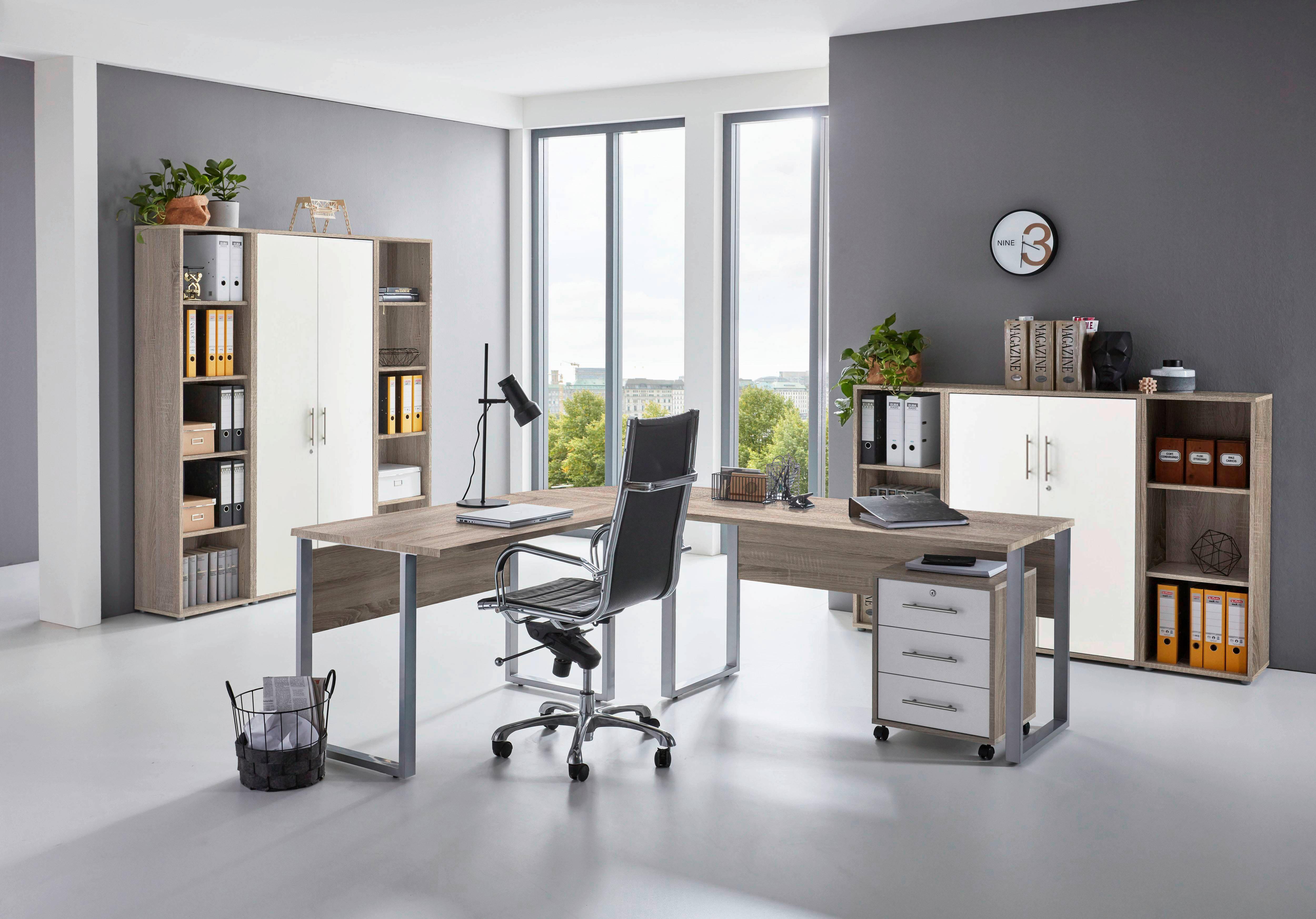 Büro Office Edition Set 5 Weiß/Sonoma Eiche - Weiß/Sonoma Eiche, MODERN, Holzwerkstoff - MID.YOU