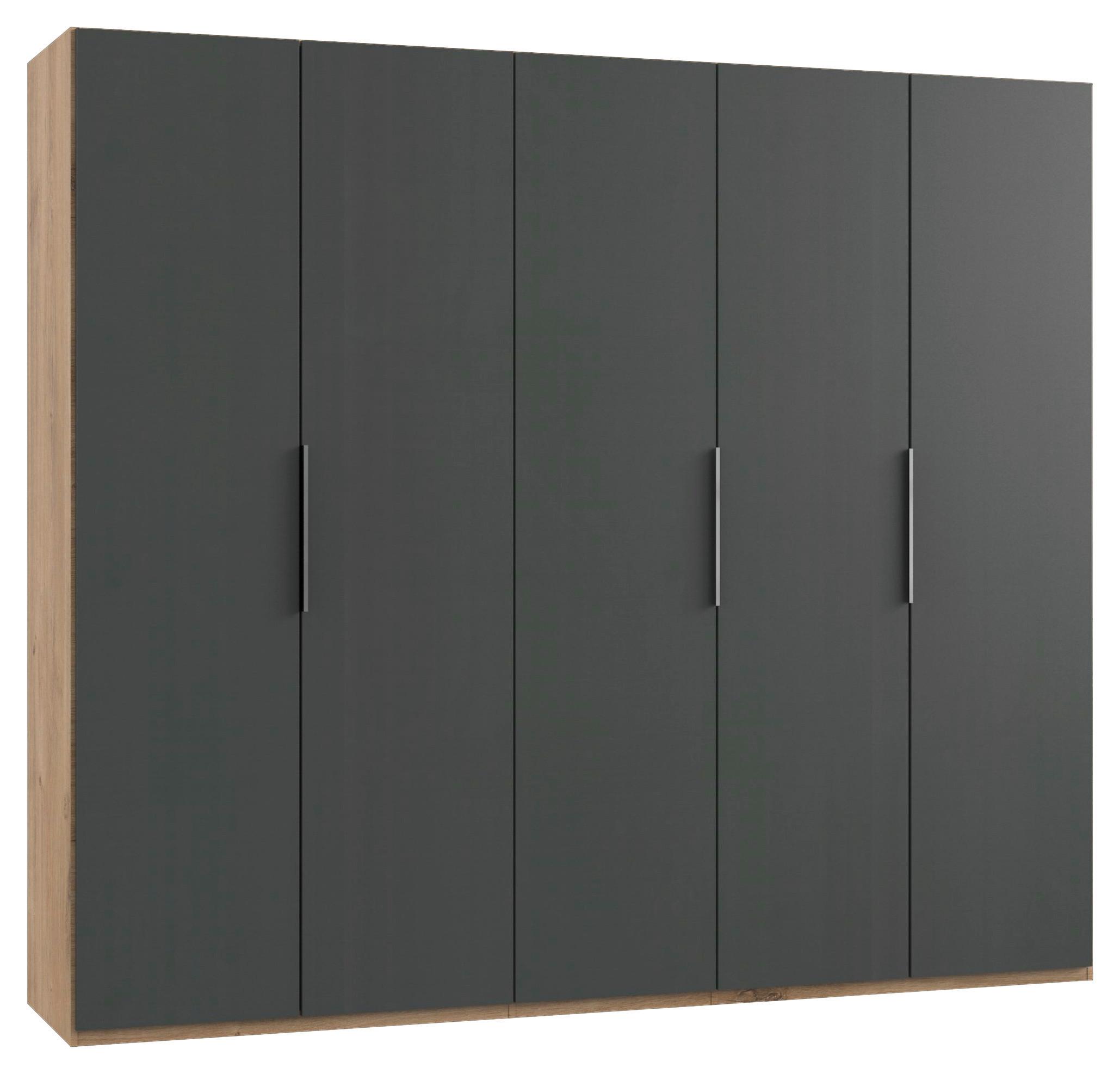 Drehtürenschrank Level 36A ca. 250x216x58cm Graphitfarben - Chromfarben/Eichefarben, MODERN, Holzwerkstoff (250/216/58cm) - MID.YOU