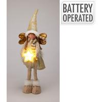 Figurină de Crăciun cu LED cca. 55 cm Angelica - alb/bej, Basics, textil (18/55cm)