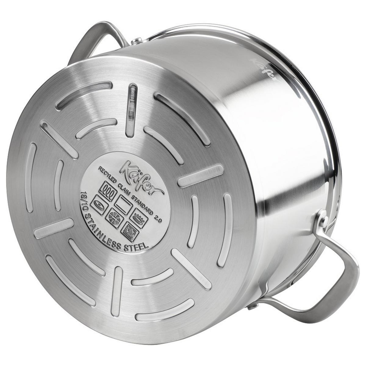 Főzőedény 4485-Ka - nemesacélszínű, Basics, üveg/fém (24cm) - Käfer