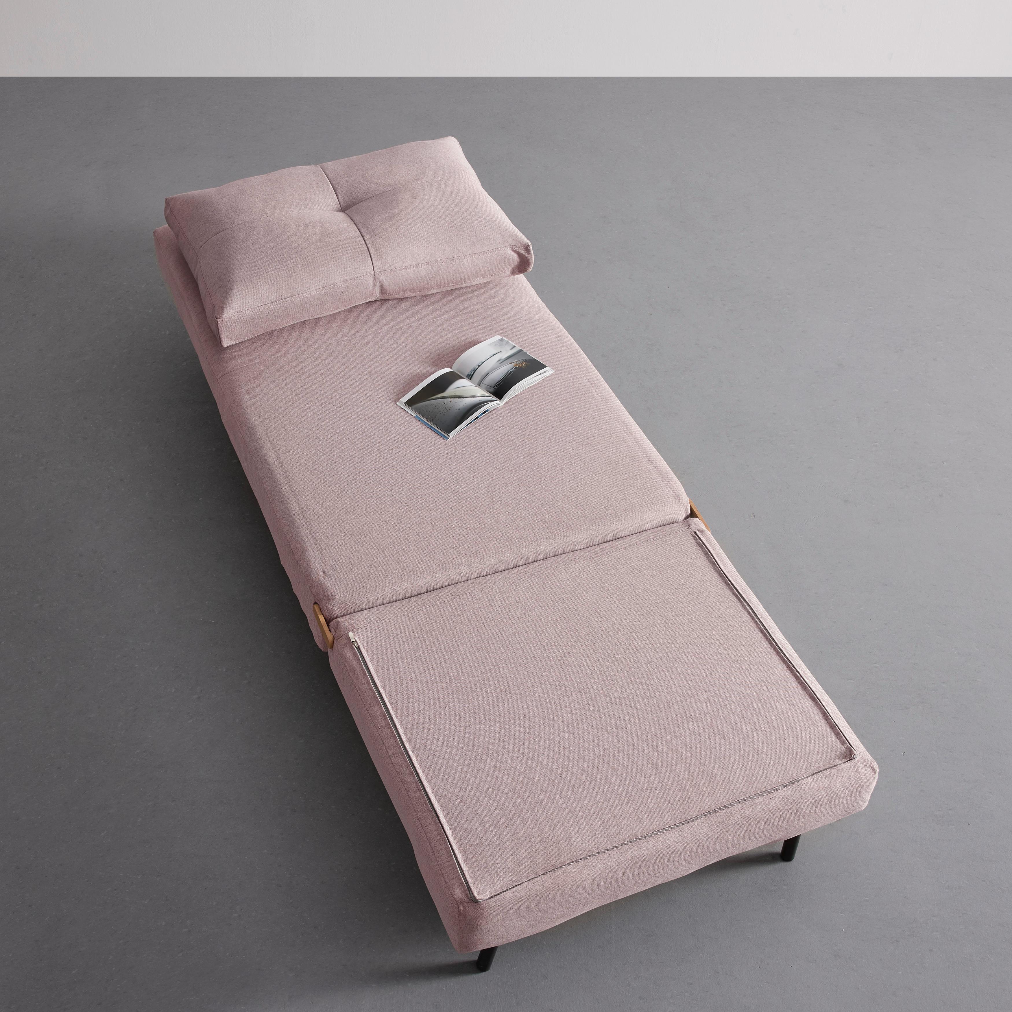 Fekvőfotel Malic - rózsaszín, Modern, textil/fém (80/84/90cm) - Bessagi Home