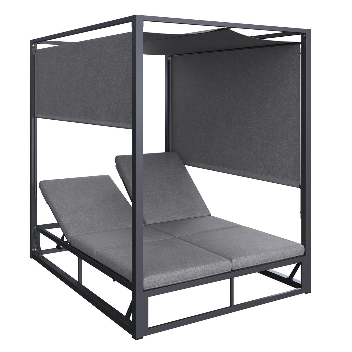 Sonneninsel Aviva Dunkelgrau Wetterfest - Grau, Modern, Textil/Metall (200/196/148cm) - Bessagi Garden
