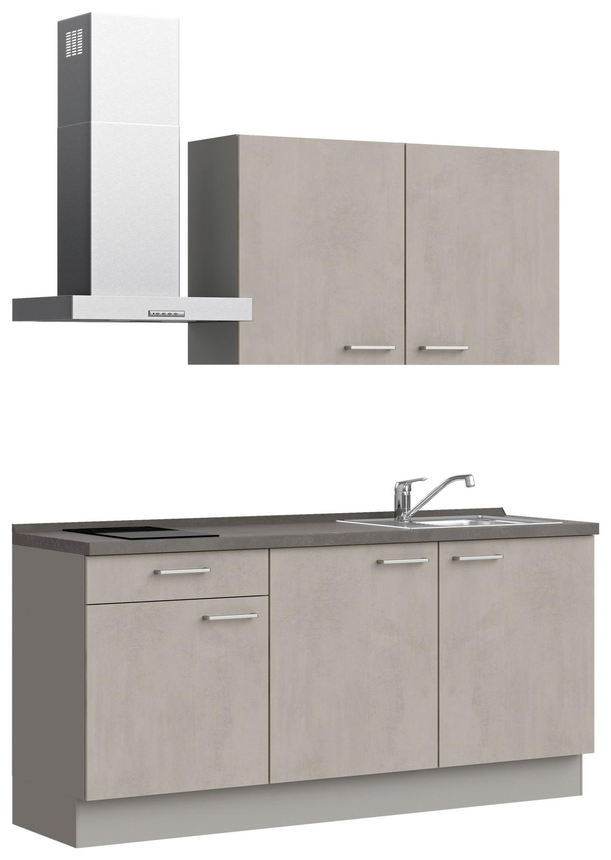 Küchenblock Riva Low m. Geräten Grau - Schieferfarben/Edelstahlfarben, MODERN, Holzwerkstoff/Metall (180cm) - Nobilia