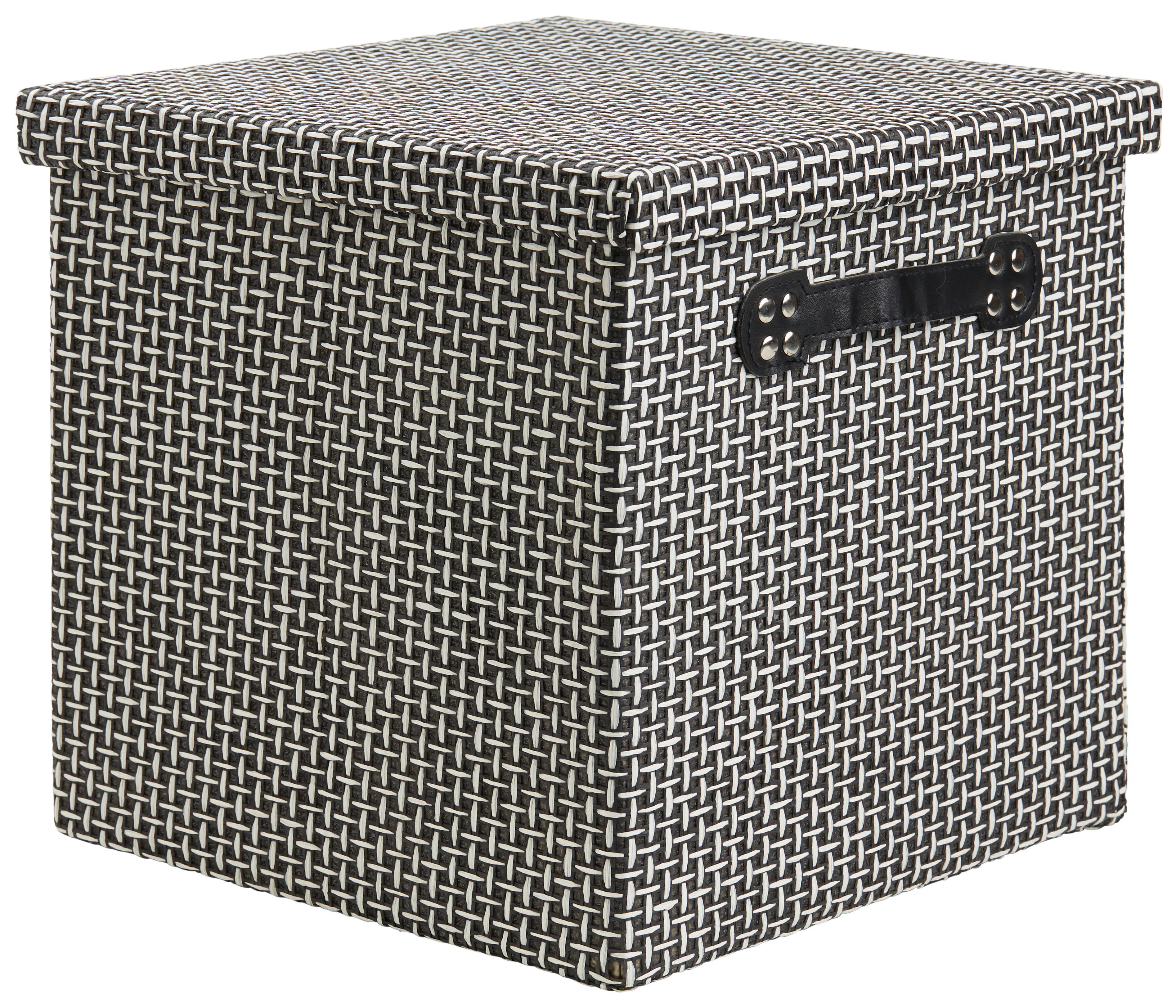 Box mit Deckel Foldable in Schwarz/Weiß - Schwarz/Weiß, Karton/Papier (29,5/28/30cm) - Modern Living