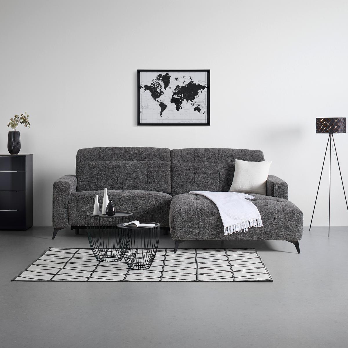 Wohnlandschaft Milano Graphitfarben - Graphitfarben/Schwarz, Modern, Holz/Textil (254/82-105/177cm) - Based