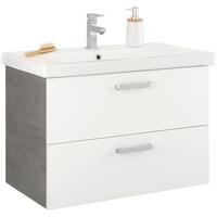 Kombiniran Umivalnik Carin -Exklusiv-, Bela, Temno Siva - barve kroma/temno siva, Moderno, leseni material/keramika (82/57/45cm) - Mömax
