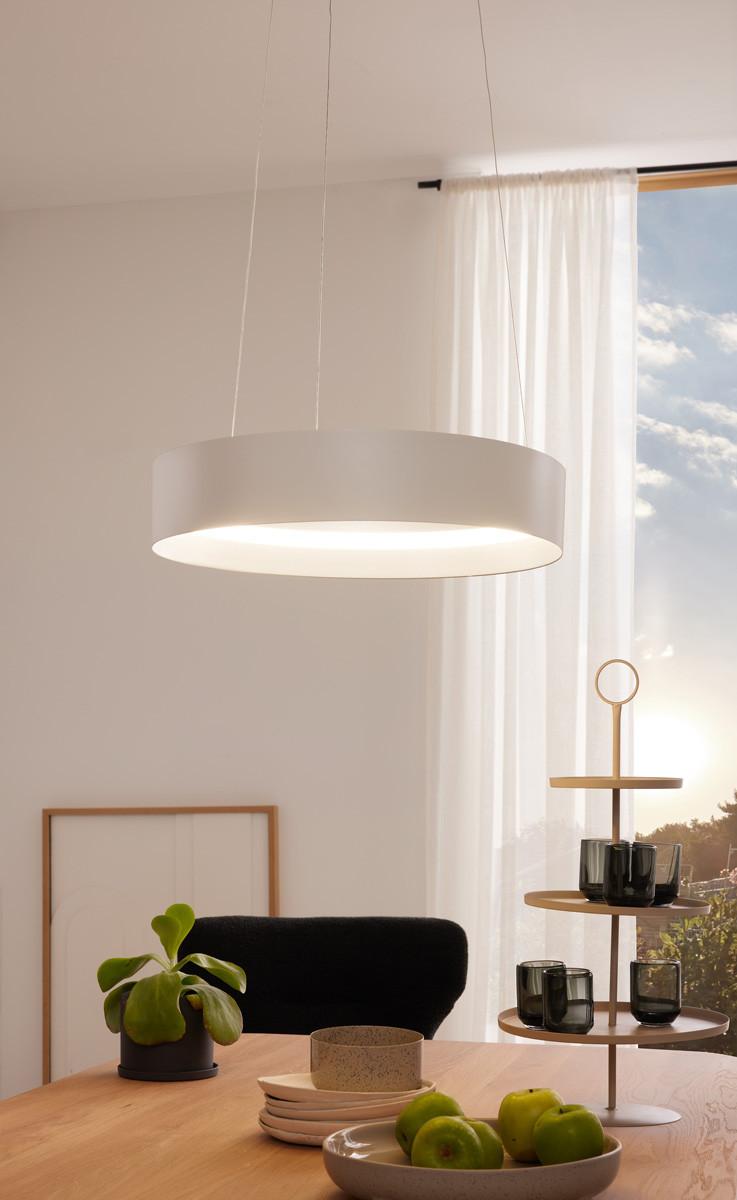 LAMPA WISZĄCA LED MR34461131 LOOP - kolor srebrny/biały, Design, metal (50/150cm) - Musterring