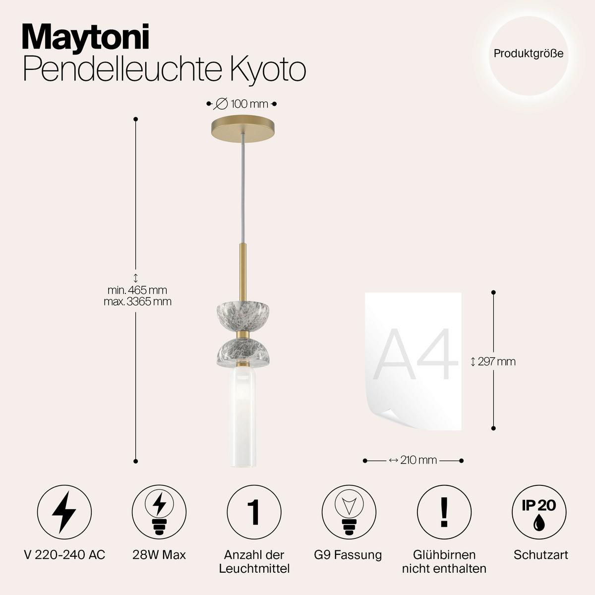 Pendelleuchte Mod178pl-01gr - Weiss/Goldfarben, Design, Stein/Metall (10/336.5cm) - MAYTONI
