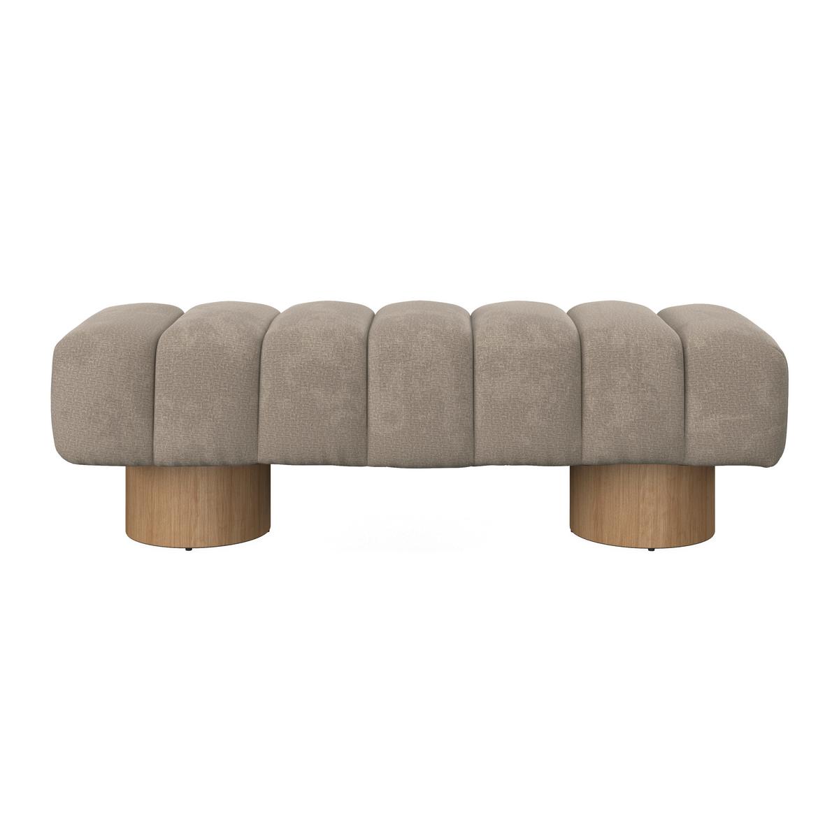 Sitzbank Alina Chenille Hellbraun - Hellbraun/Naturfarben, MODERN, Holz/Holzwerkstoff (140/45/45cm) - Bessagi Home