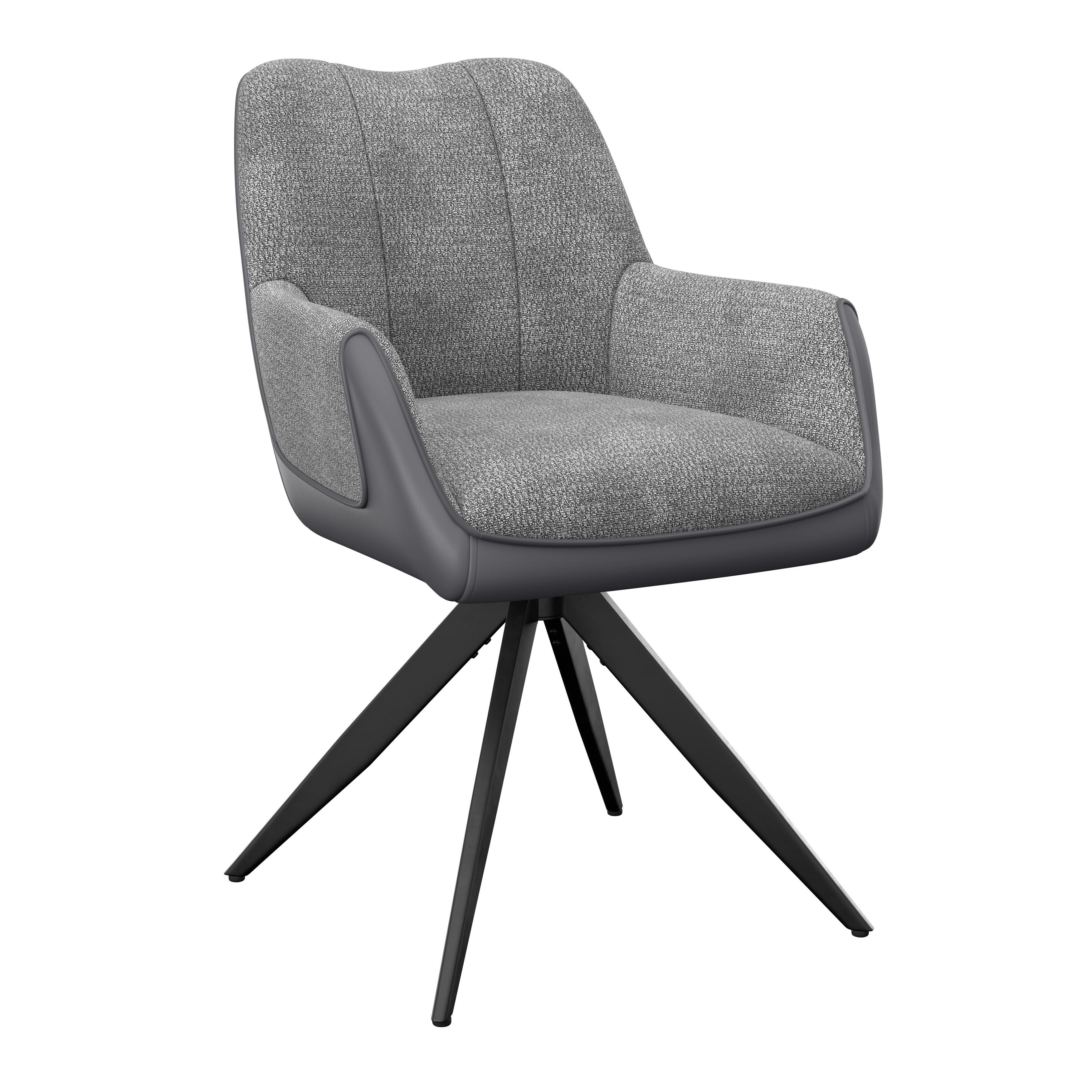 Naslanjač Caro, siva - siva/črna, Trend, kovina/tekstil (66/87/62cm)