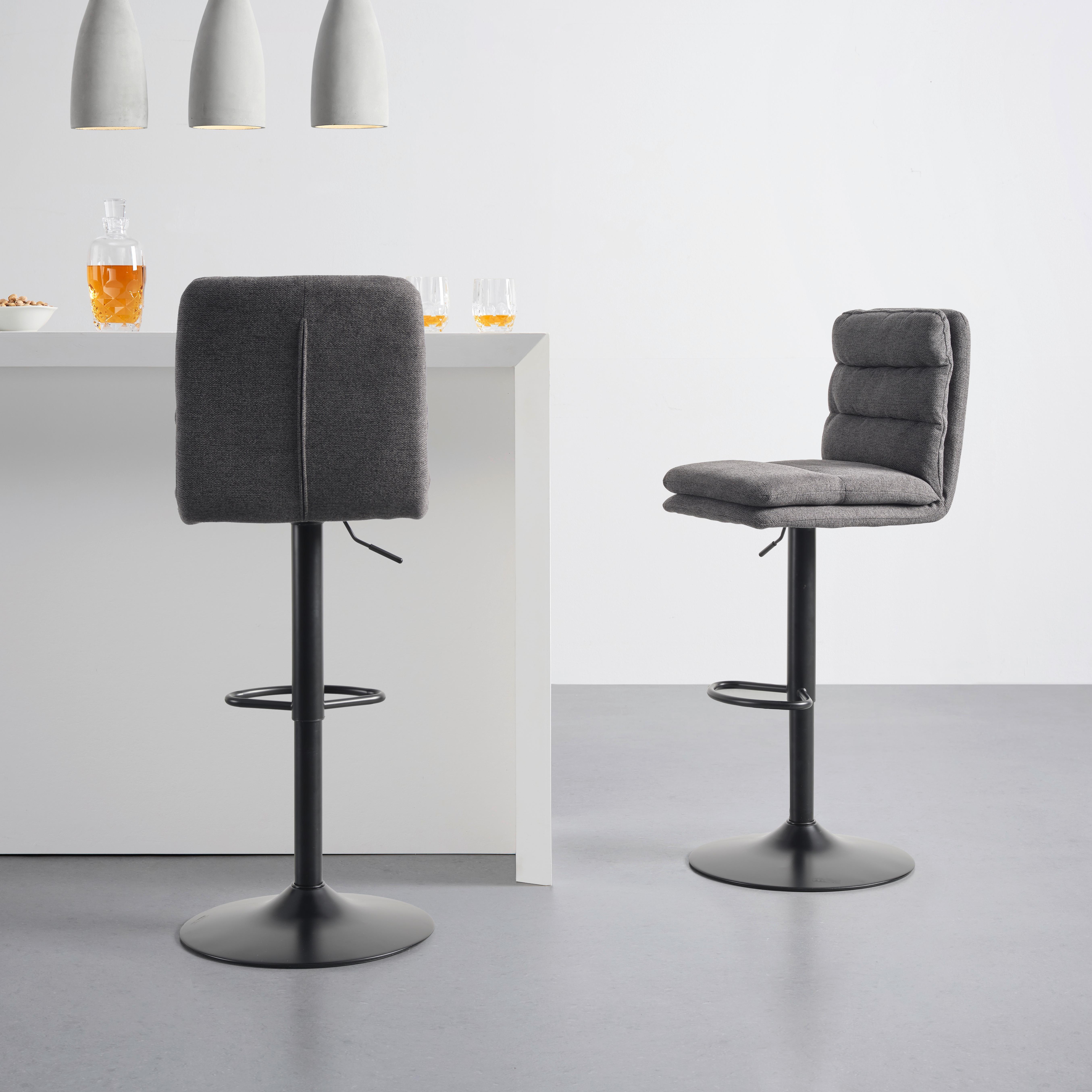 Barhocker Jona Schwarz - Schwarz, MODERN, Holz/Textil (42/98-120/53cm) - Mömax