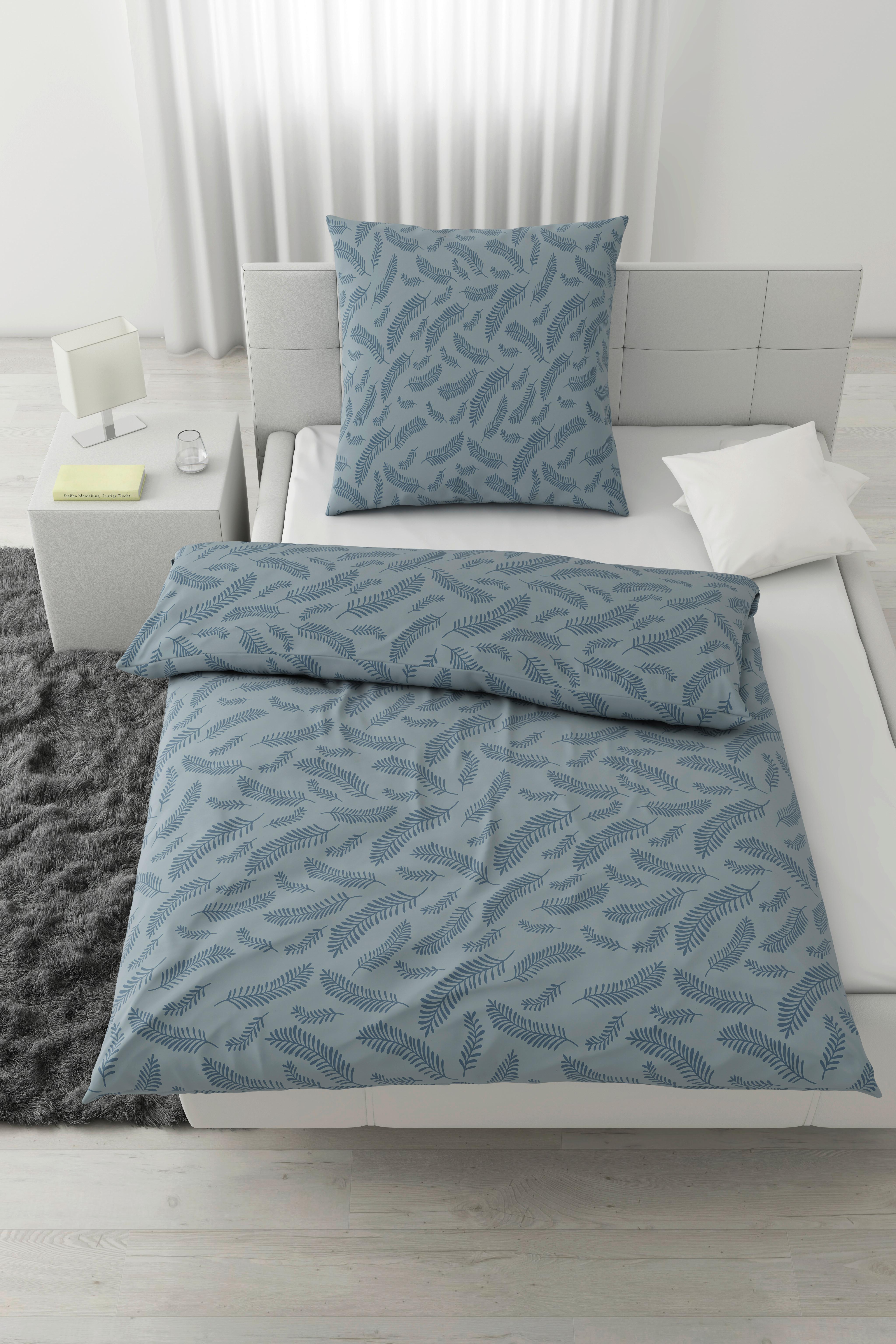 Bettwäsche Ferns XL Blau ca. 155x220cm - Blau, MODERN, Textil (155/220cm) - Mömax