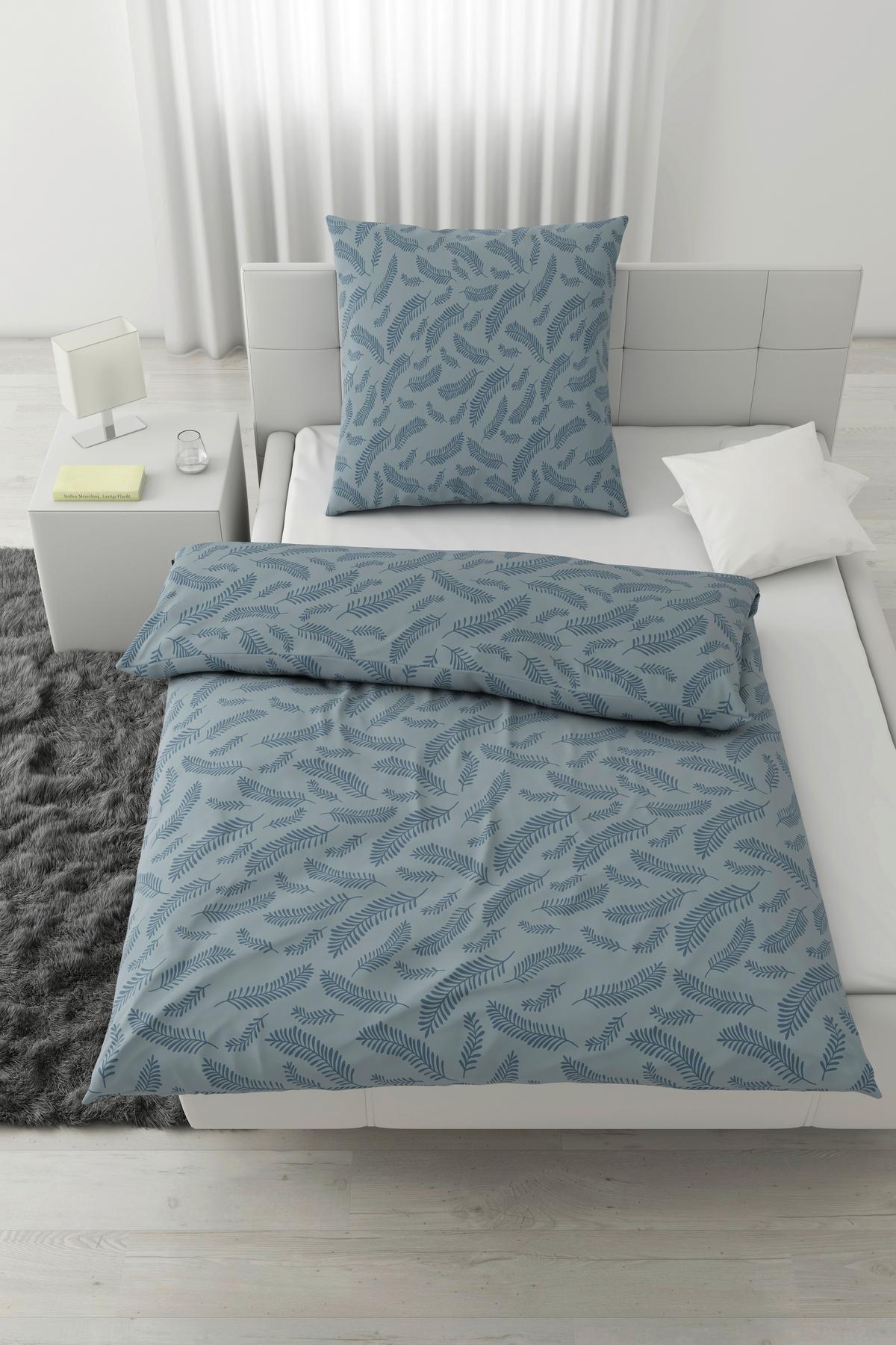 Bettwäsche Ferns XL Blau ca. 155x220cm - Blau, MODERN, Textil (155/220cm) - Mömax