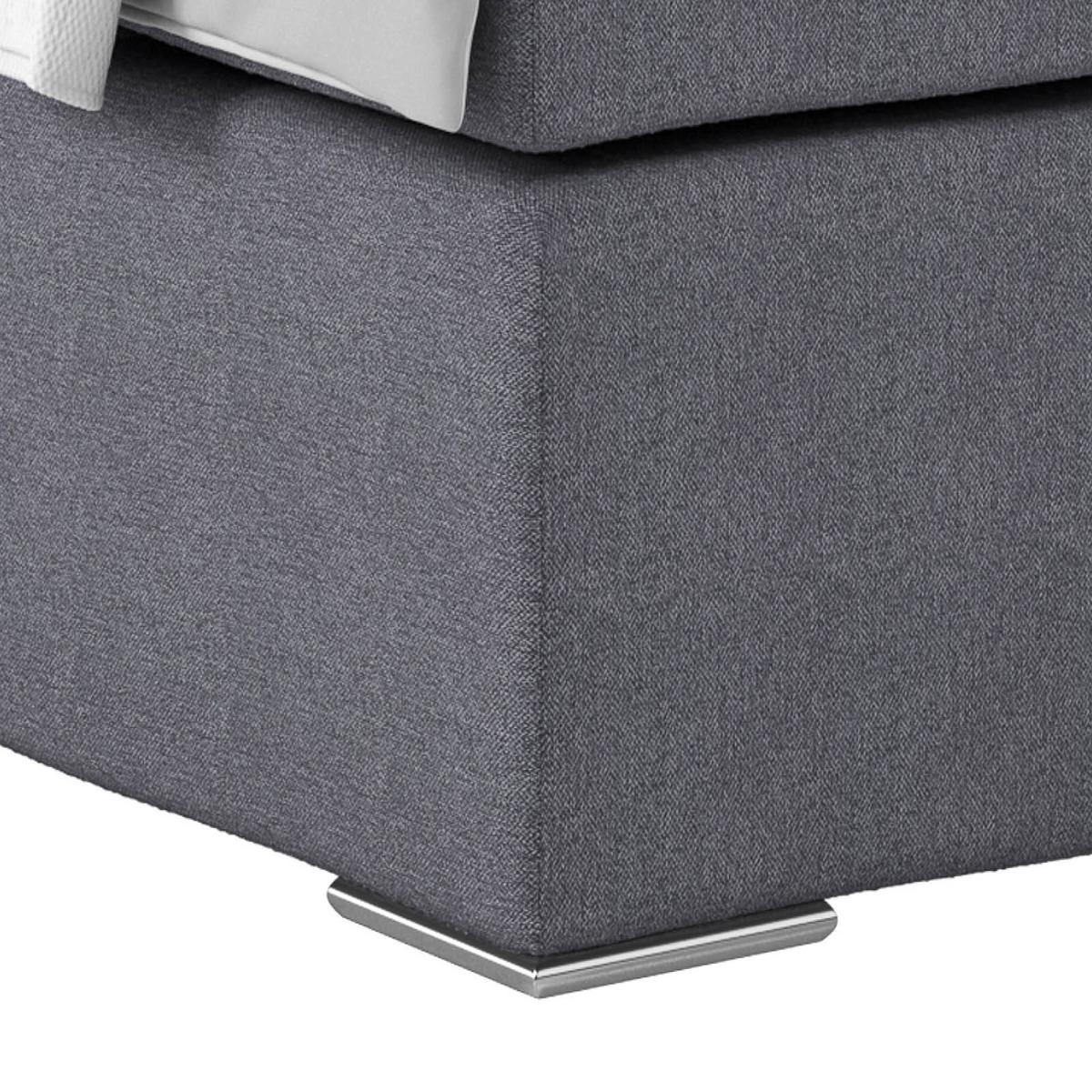 Boxspring Krevet Nero - tamno siva/boje kroma, Konvencionalno, tekstil/metal (140/200cm) - Best Price