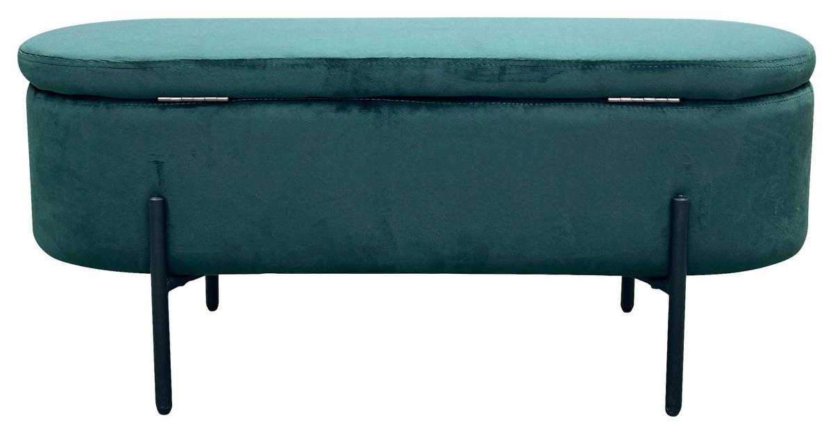Sitzbank Nova Dunkelgrün Samt - Dunkelgrün/Schwarz, Design, Textil/Metall (95/42/38cm) - MID.YOU