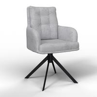 Armlehnstuhl Marietta Hellgrau Webstoff Gepolstert - Hellgrau/Schwarz, MODERN, Holz/Textil (66/90/60cm) - Bessagi Home