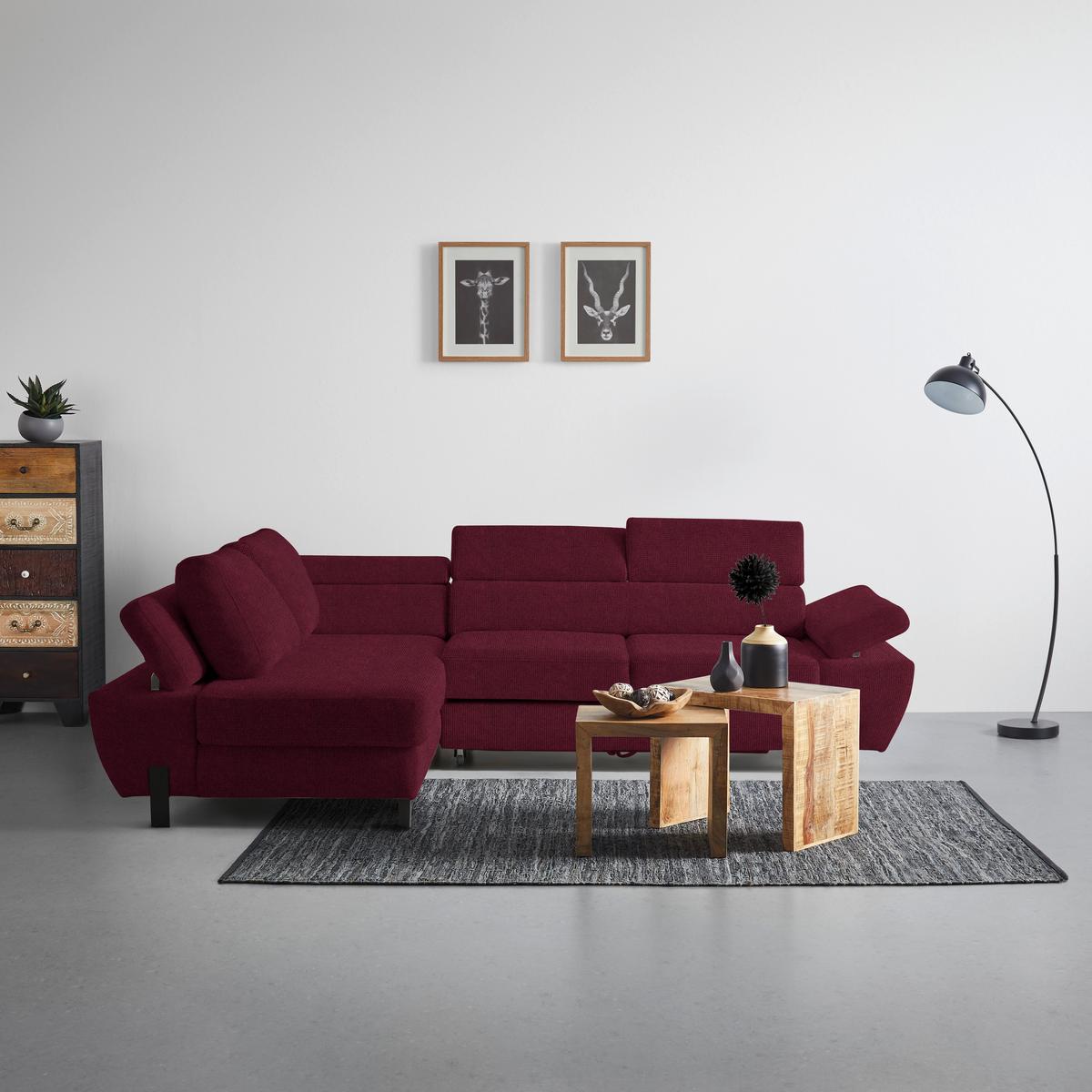 Kutna Garnitura Molina Mini - bordo/crna, Moderno, tekstil/metal (189/277cm) - Mömax