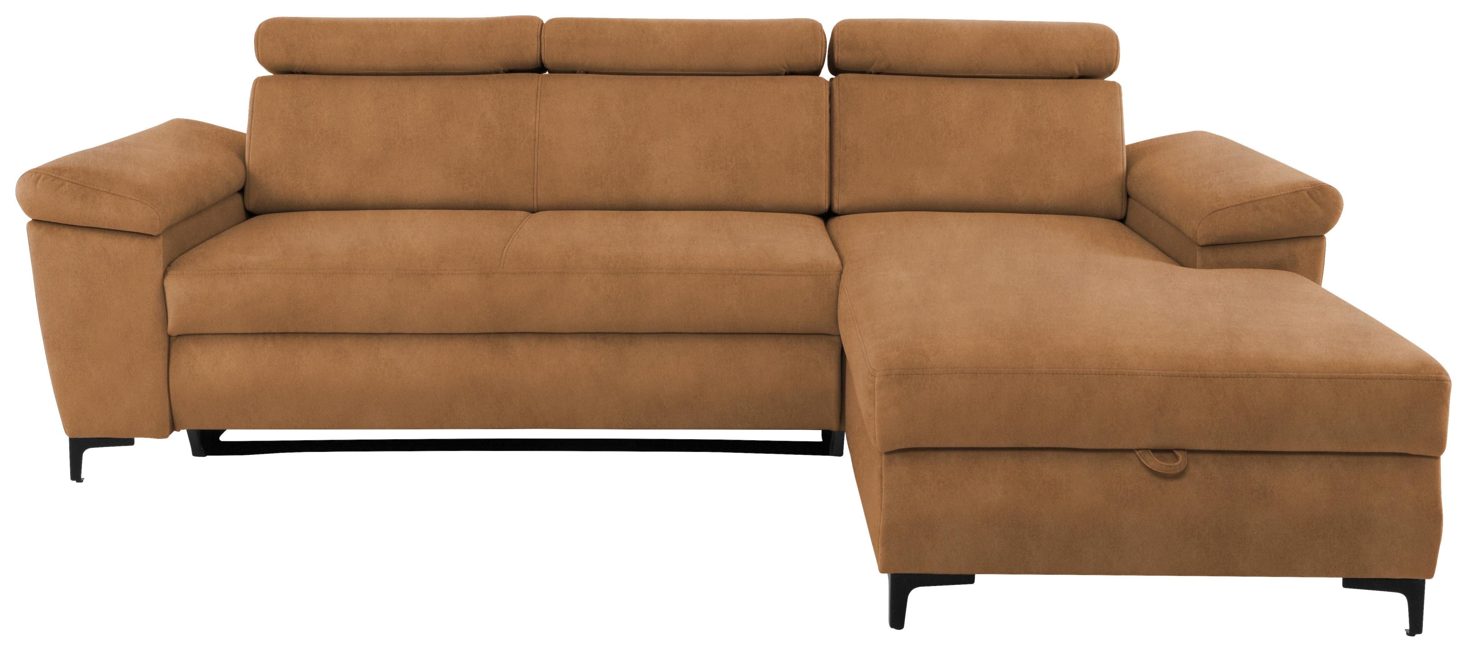Sedežna Garnitura Santi, Oranžna, Ležišče, Predal - črna/oranžna, Moderno, kovina/tekstil (258/176cm) - Modern Living