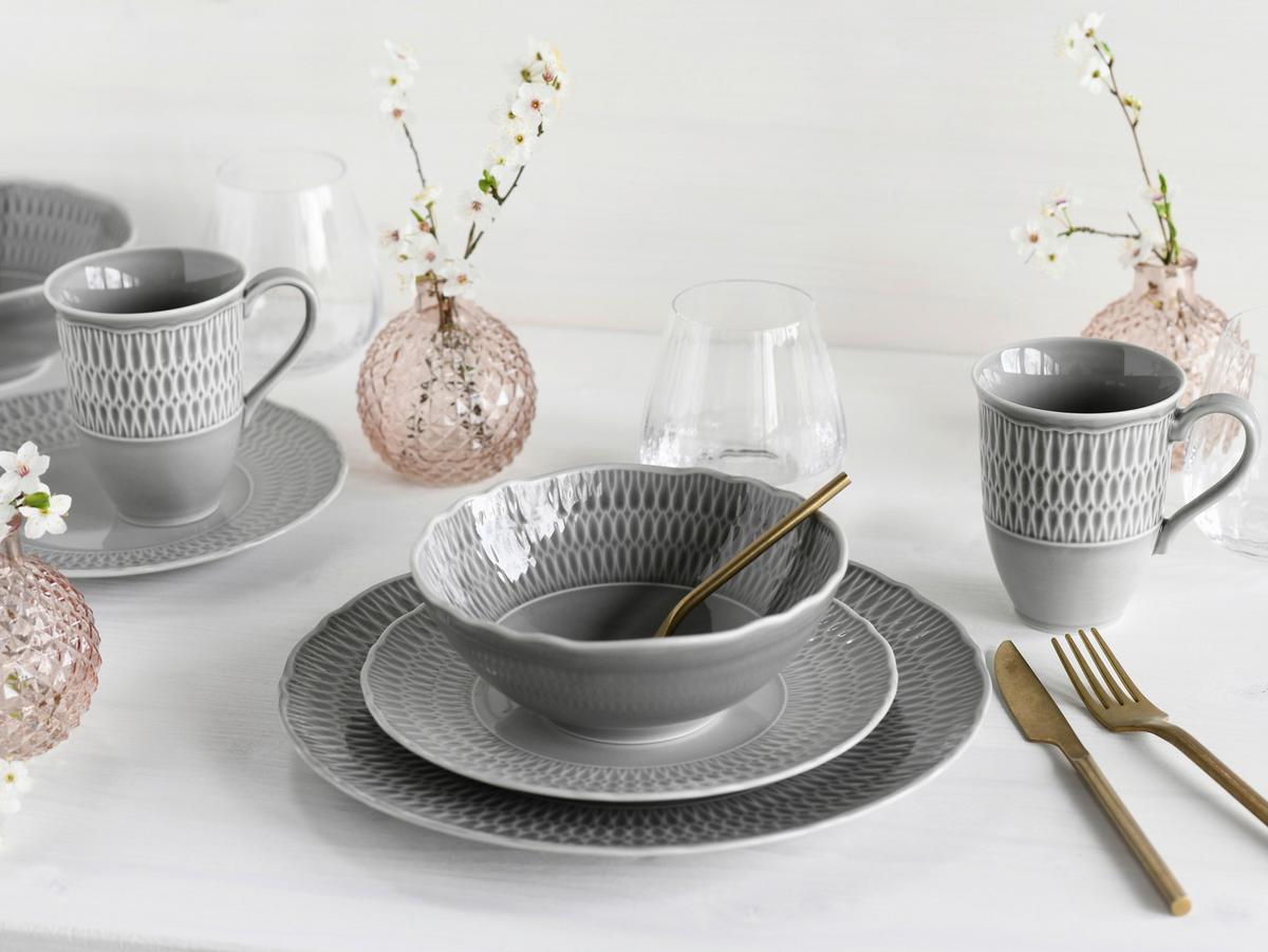 Kombiservice Sofia Stone in Grau, 8-teilig - Grau, Trend, Keramik (39,5/43/37cm) - Creatable