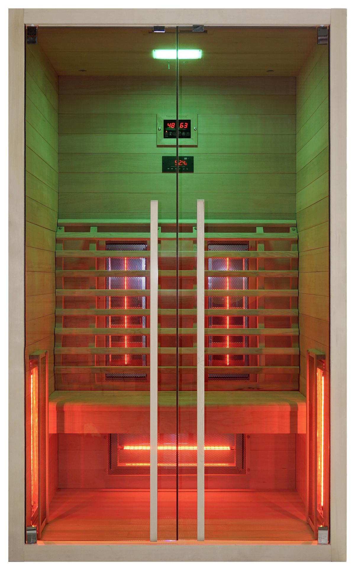 Infrarotkabine Ruby 2 in Braun ca. 120x195x100cm - Naturfarben, Basics, Holz (120/195/100cm) - Sanotechnik