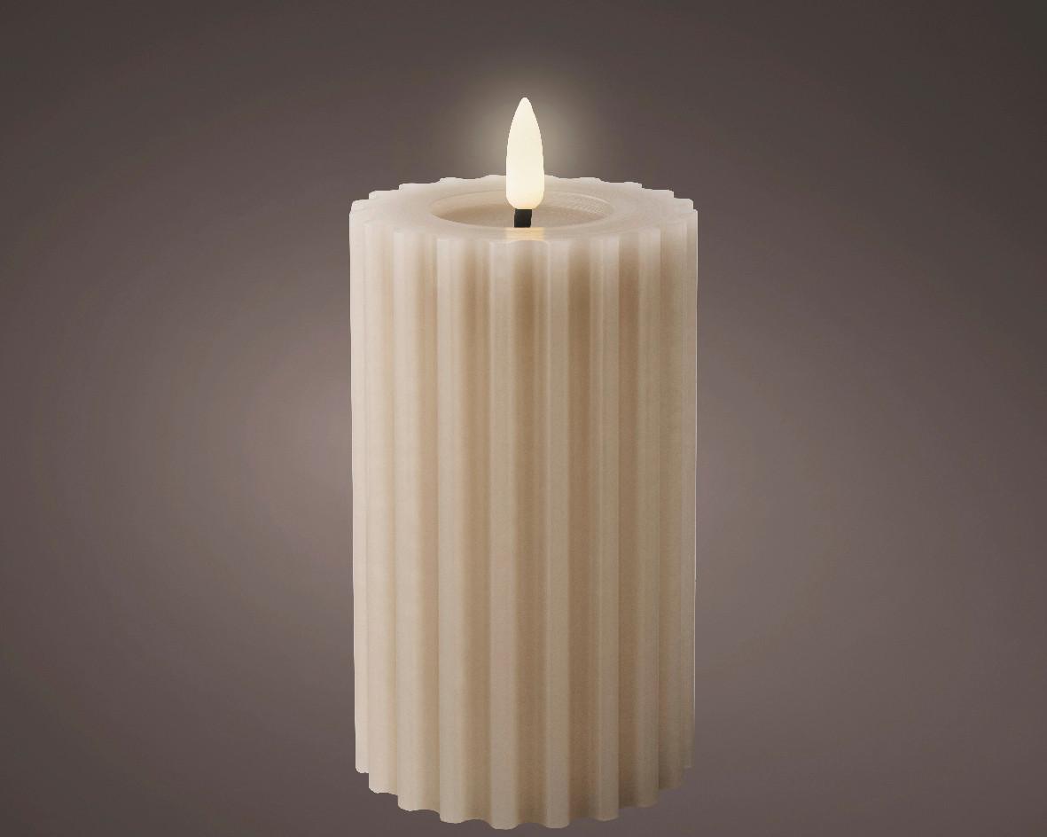 Lumânare LED Flame - gri deschis, Basics, materiale naturale (8,00/8,00/16,00cm)