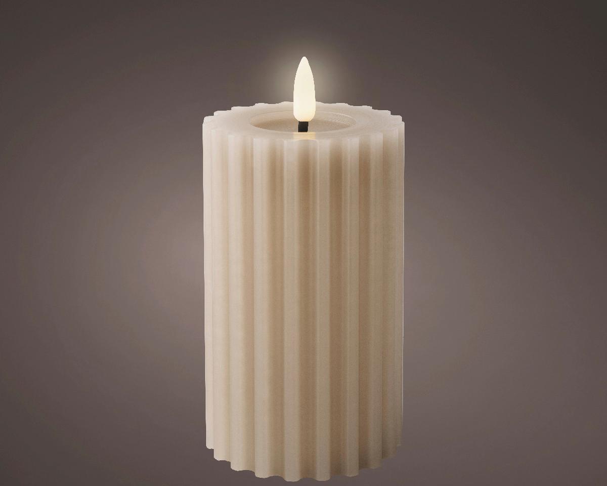 Lumânare LED Flame - gri deschis, Basics, materiale naturale (8,00/8,00/16,00cm)