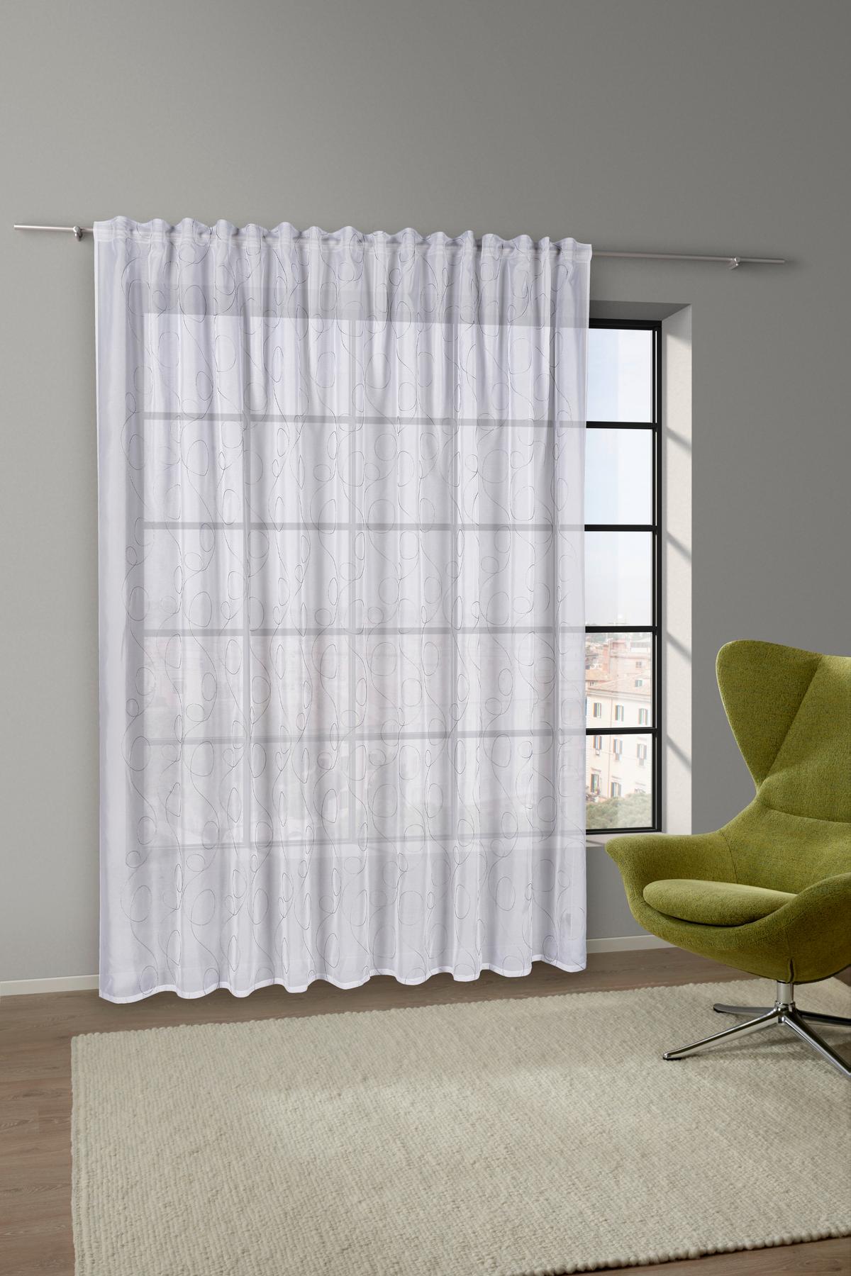 Készfüggöny Marion Store - antracit/fehér, Modern, textil (300/255cm) - Modern Living
