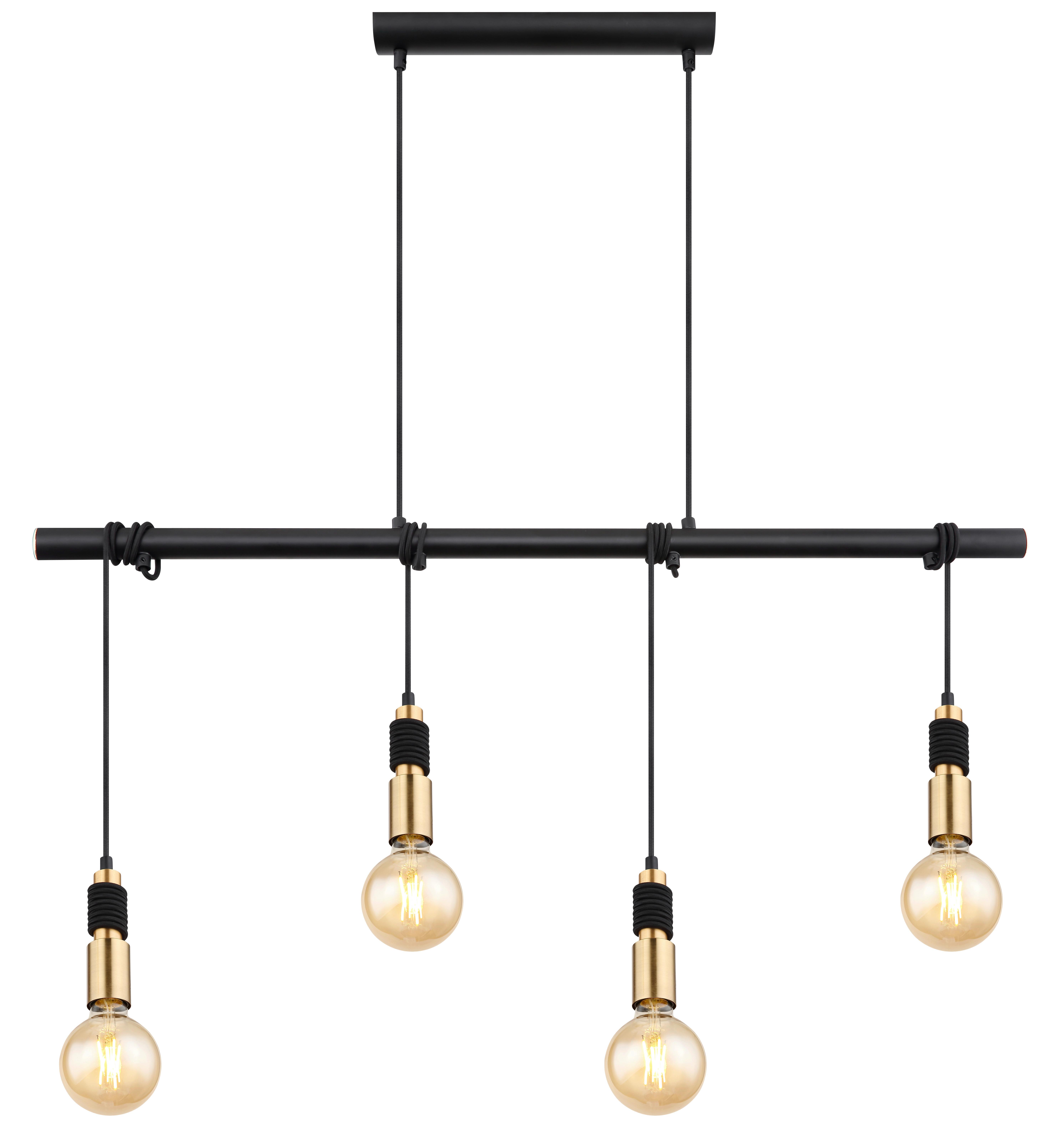 Hängeleuchte Alexius Schwarz/Messing max. 60 Watt - Messingfarben/Schwarz, Basics, Metall (100/6/120cm) - Globo