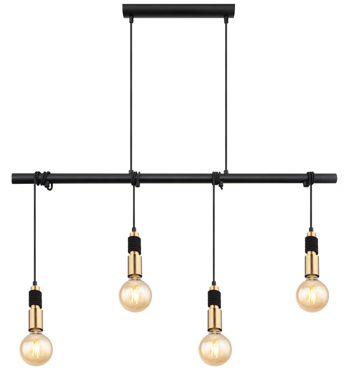 Viseča Svetilka 15540-4h Alexius - črna/barve medenine, Basics, kovina (100/6/120cm) - Globo