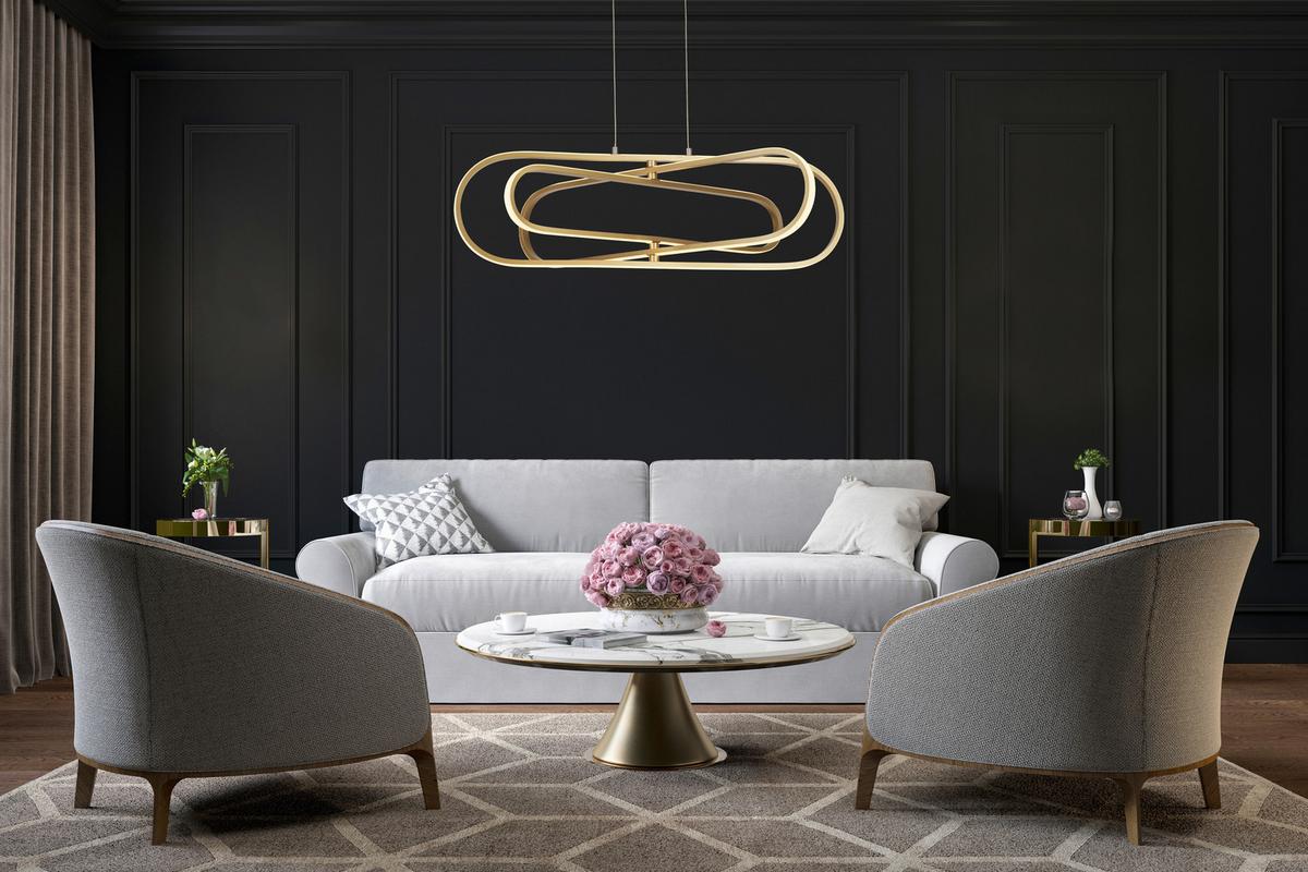 LED Függeszték Clip 61775go - aranyszínű/fehér, Design, műanyag/fém (120/80/74,5cm)